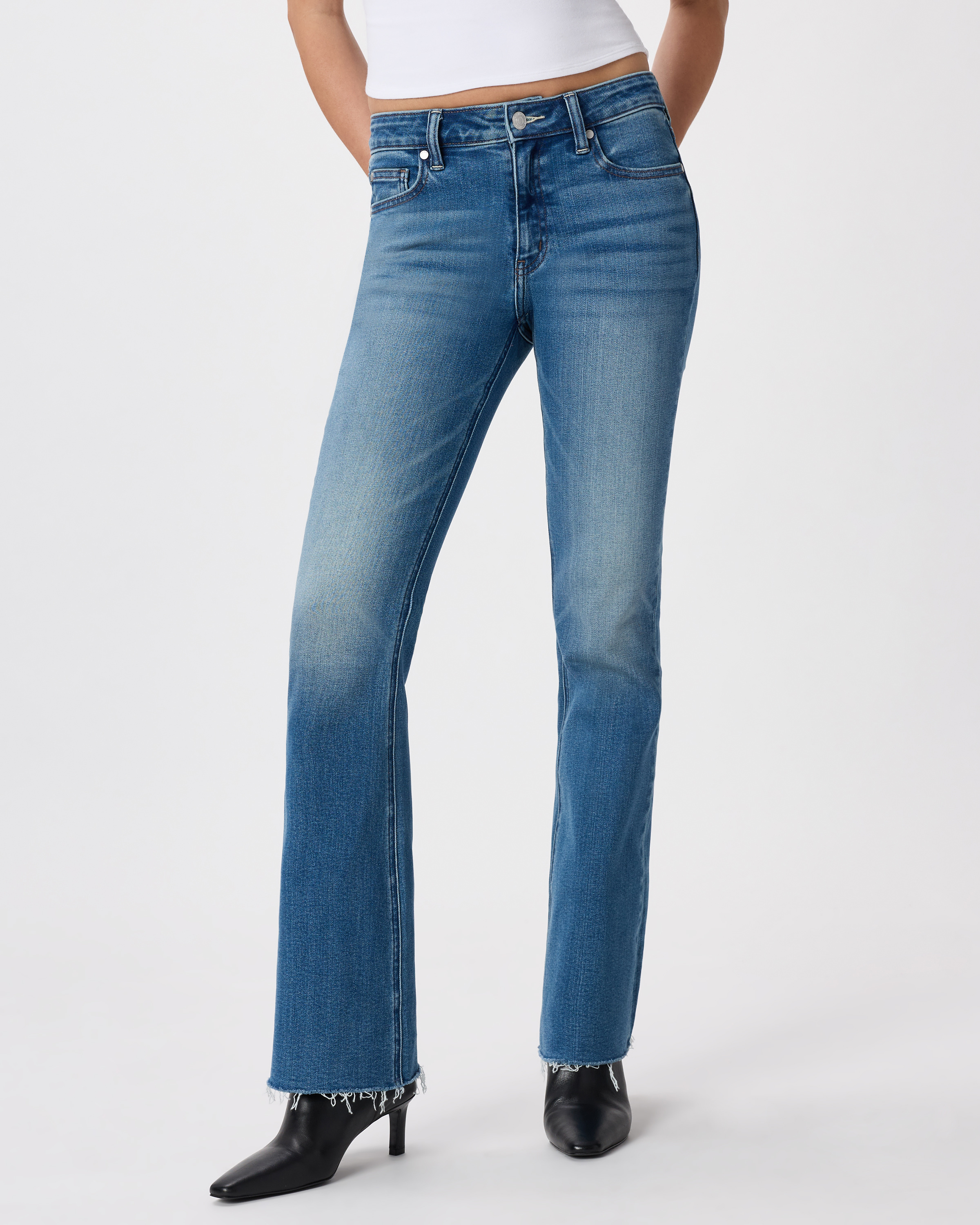 Twilight Blue Fray Luna Stretch Flare Jeans