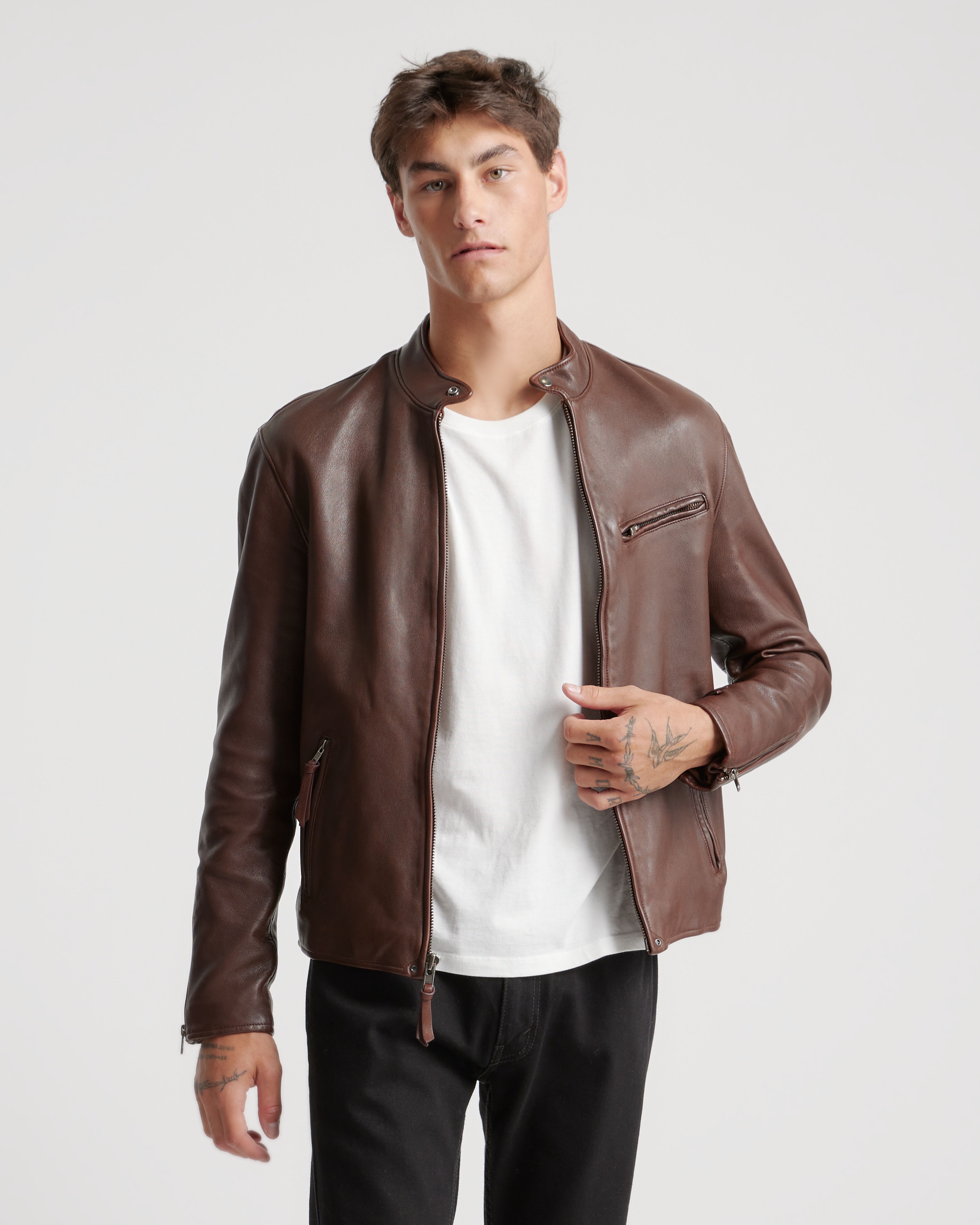 100% Leather Café Racer Jacket