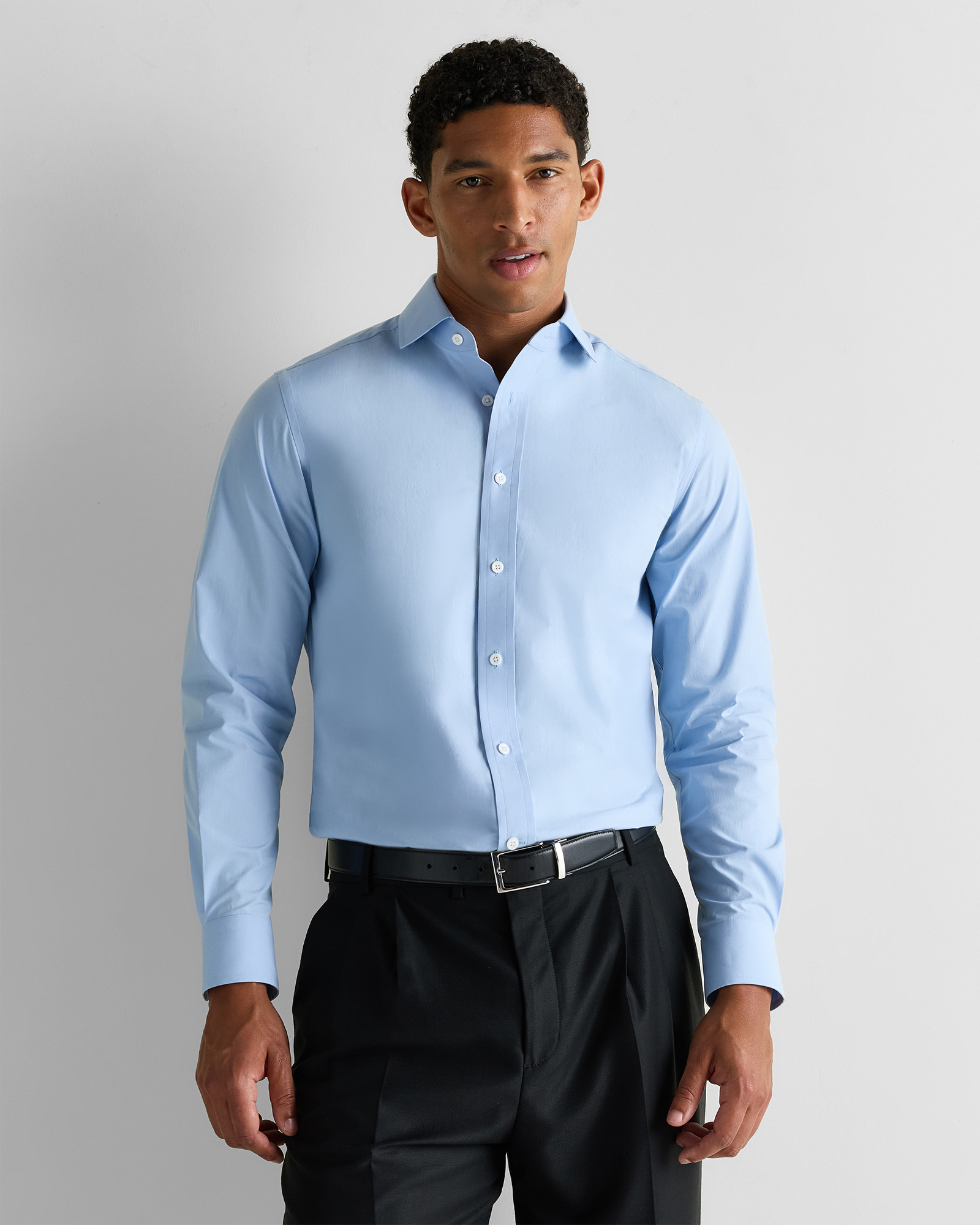 Pale Blue Organic Cotton Stretch Poplin Dress Shirt