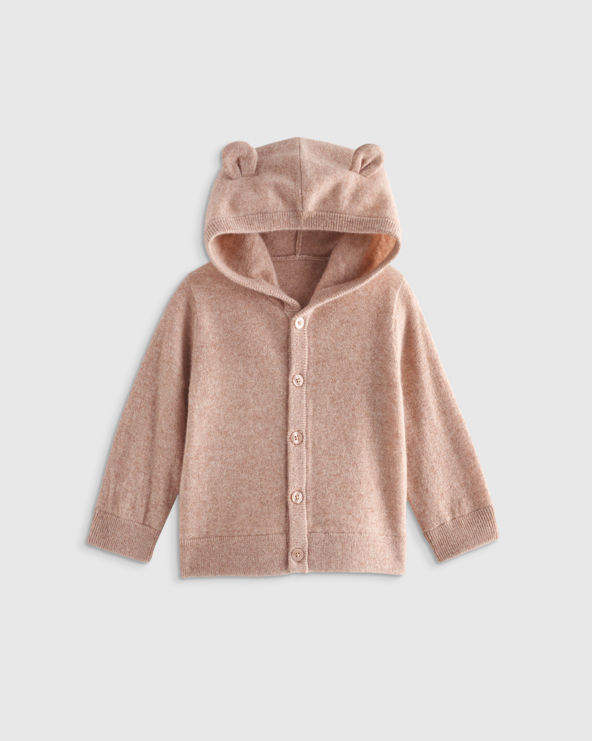 Oatmeal Washable Cashmere Hooded Cardigan