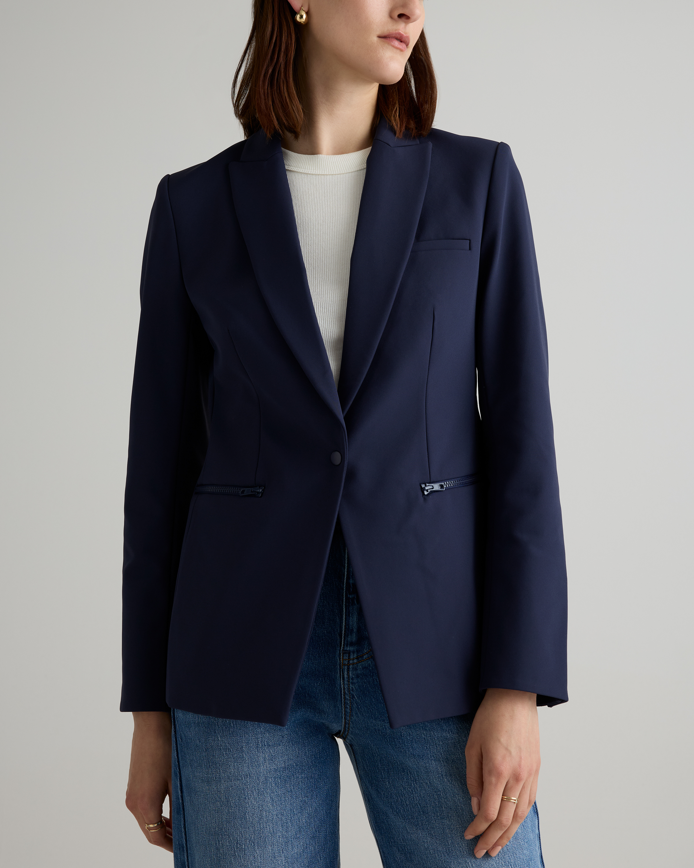 Scuba Single-Breasted Convertible Blazer in Deep Navy