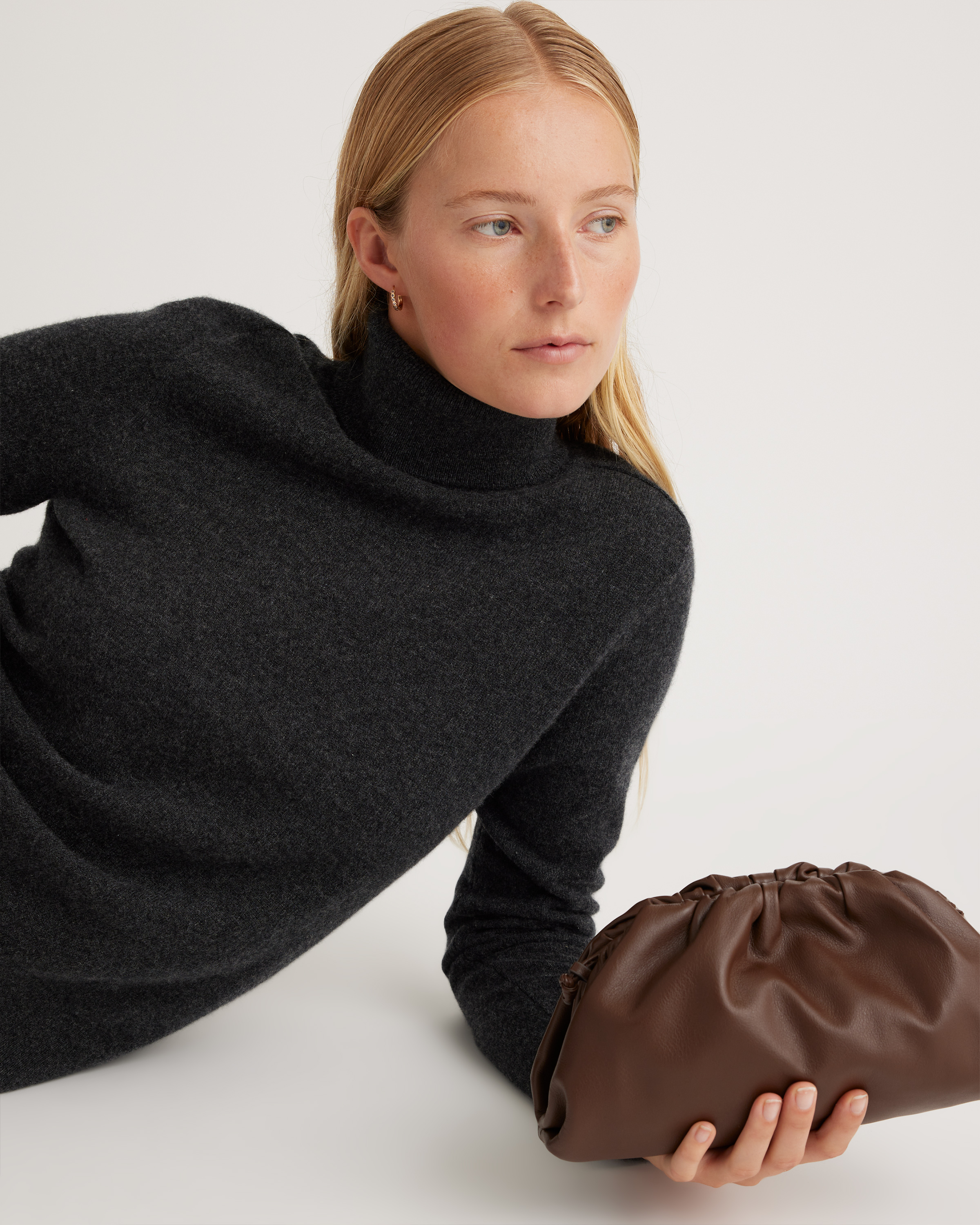 Italian Leather Pouch Crossbody Clutch - Thumbnail 3