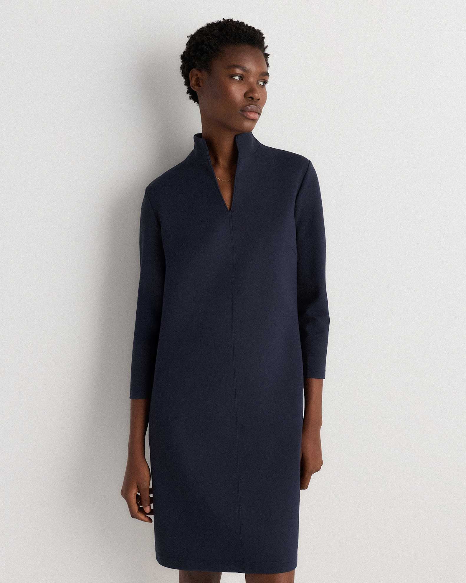 uo embroidered ponte straight neck dress UO Embroidered Ponte Straight-Neck Dress
