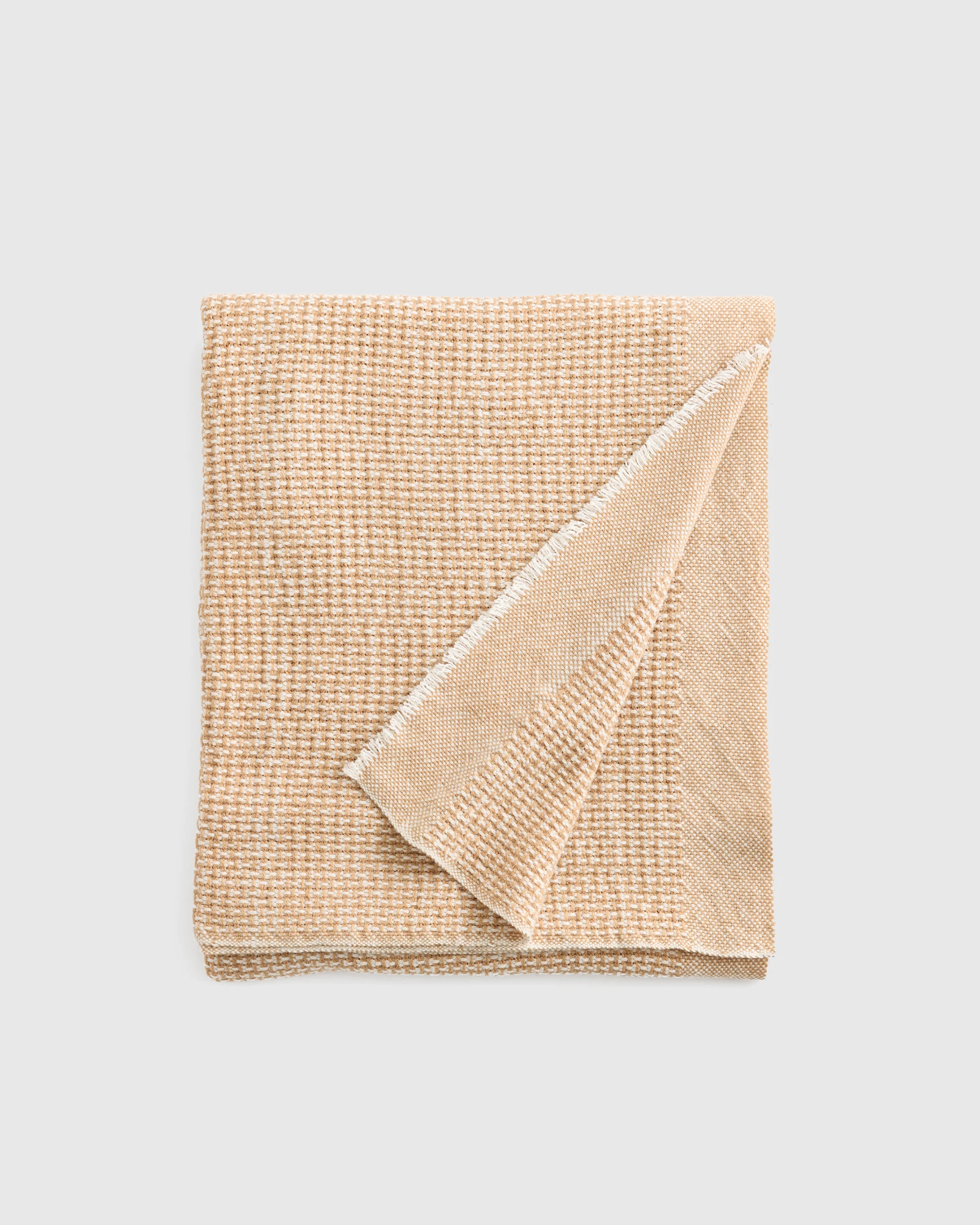 Lightweight Cashmere Wool Patterned Throw in Camel