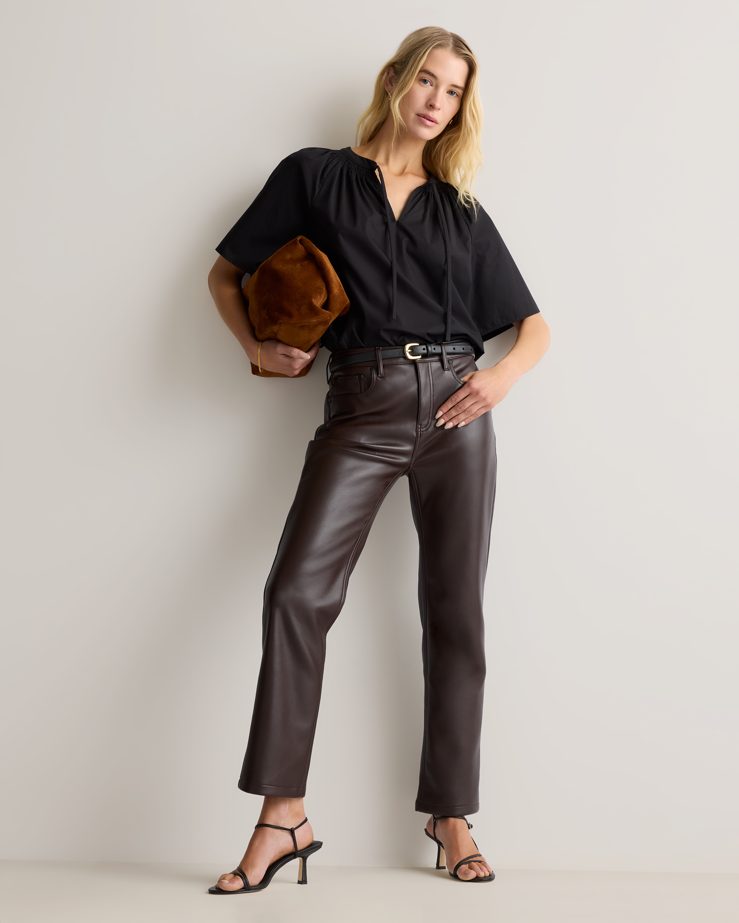 Vegan Leather Straight Leg Pants