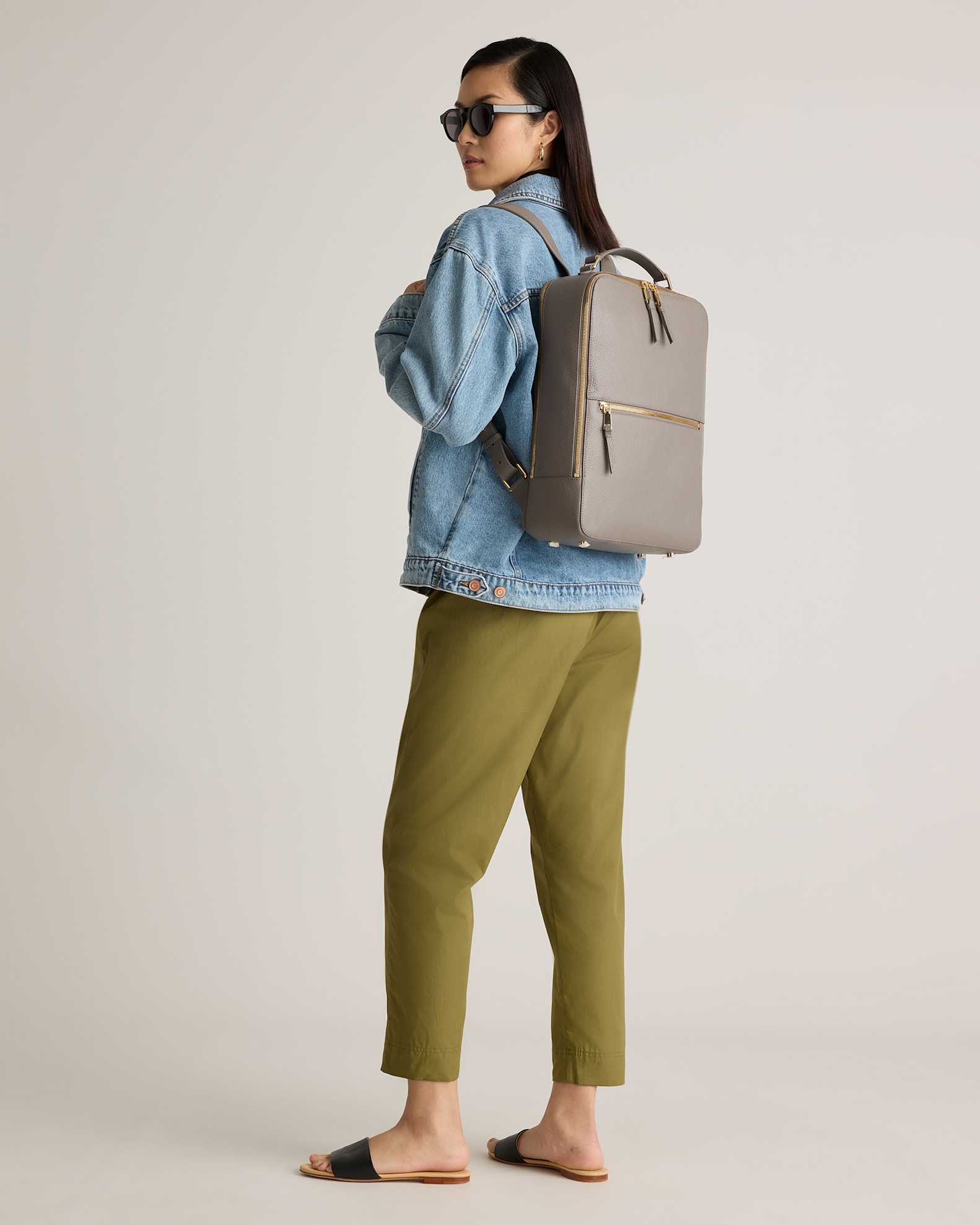 Women's Italian Leather Laptop Backpack in Mink by Quince Women's Italian Leather Laptop Backpack in Mink by Quince