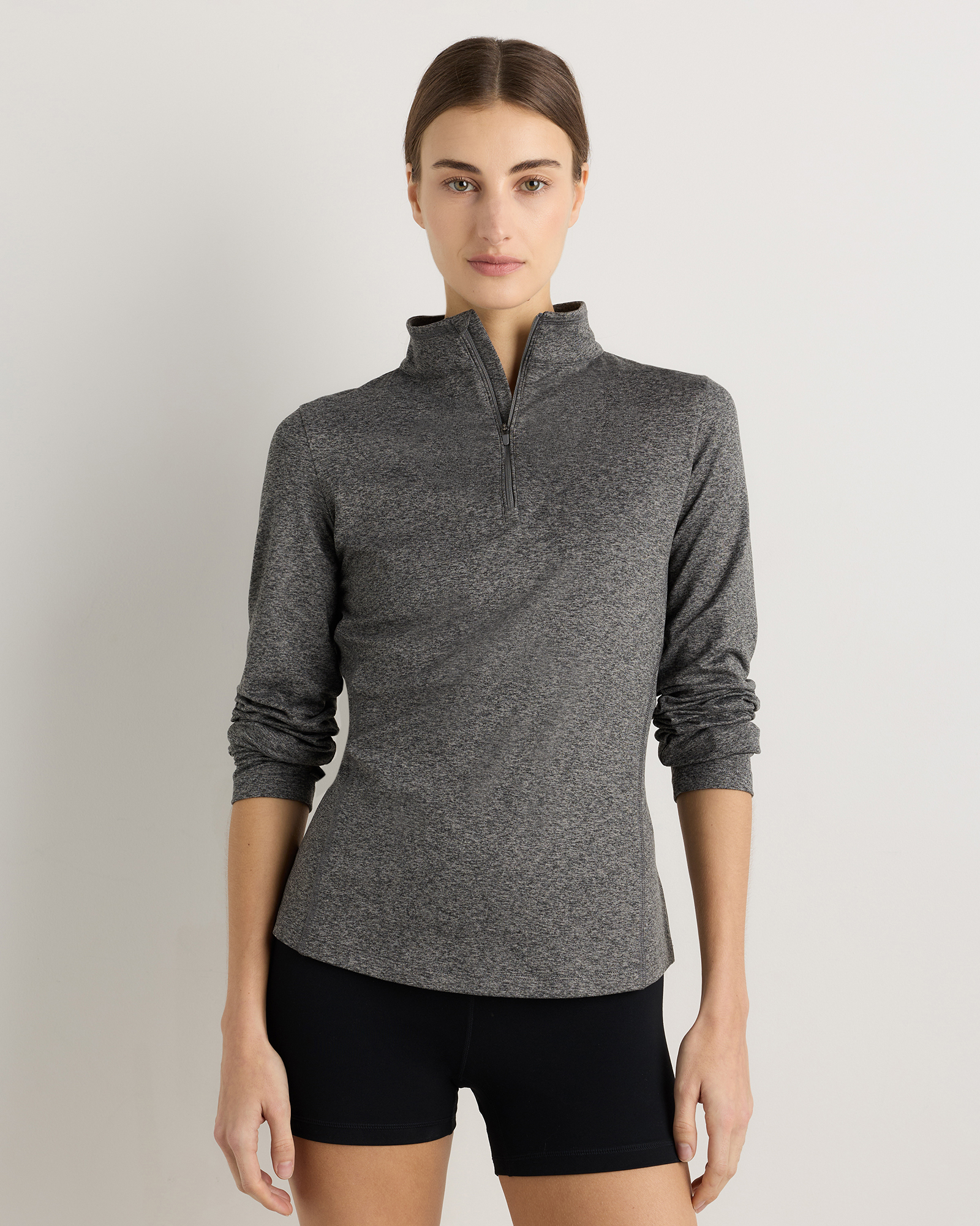 Heather Grey Flowknit Quarter-Zip Pullover