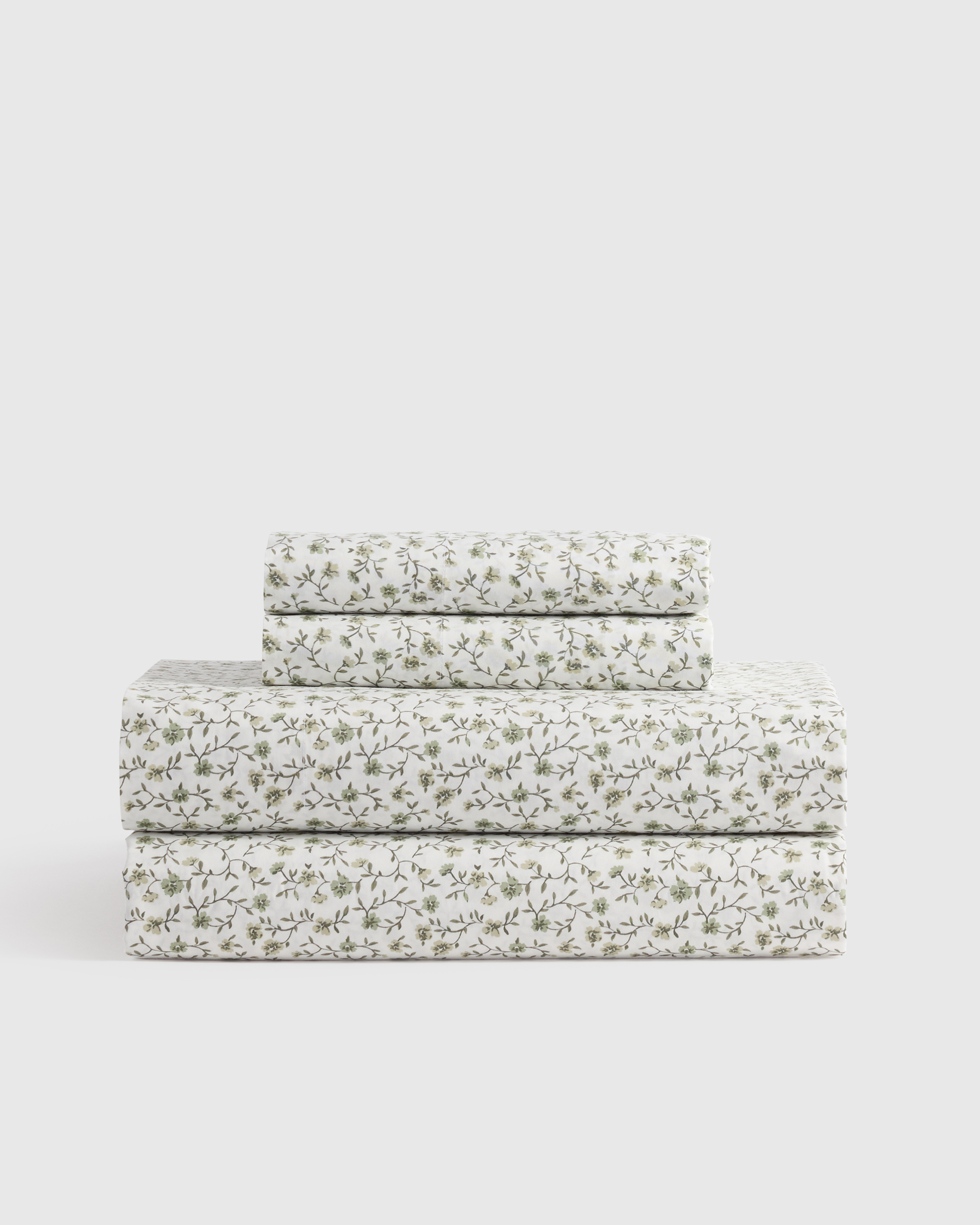 Green Florette Organic Crisp Percale Floral Sheet Set