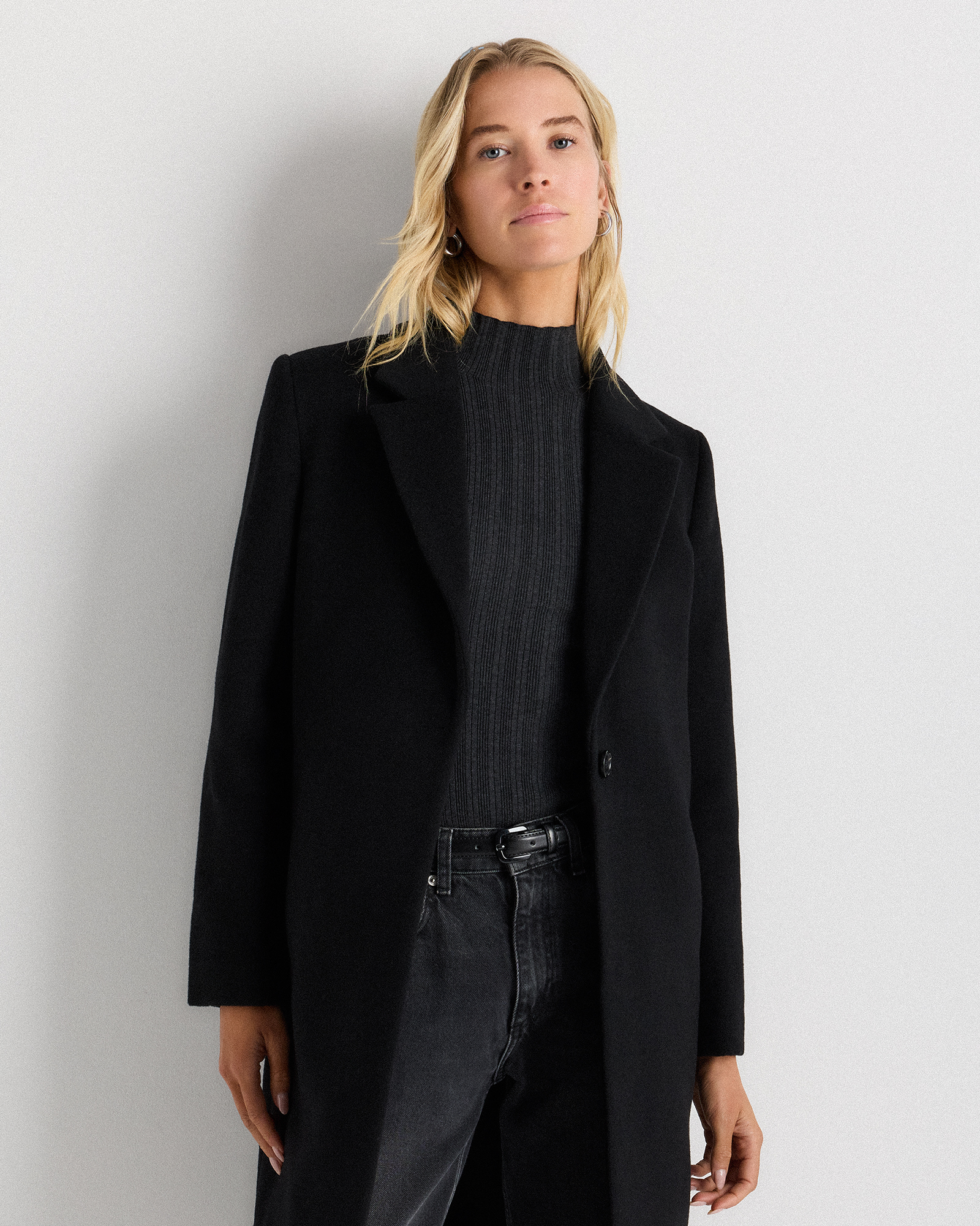 Black Wool Cashmere Classic Single-Breasted Coat