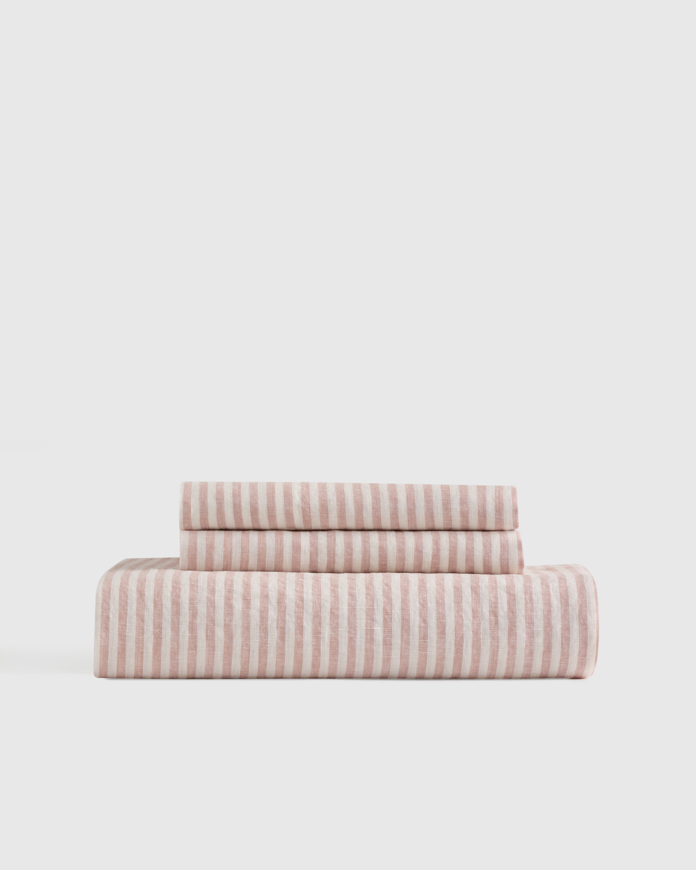 Dusty Mauve/White Stripe European Linen Stripe Fitted Sheet Set