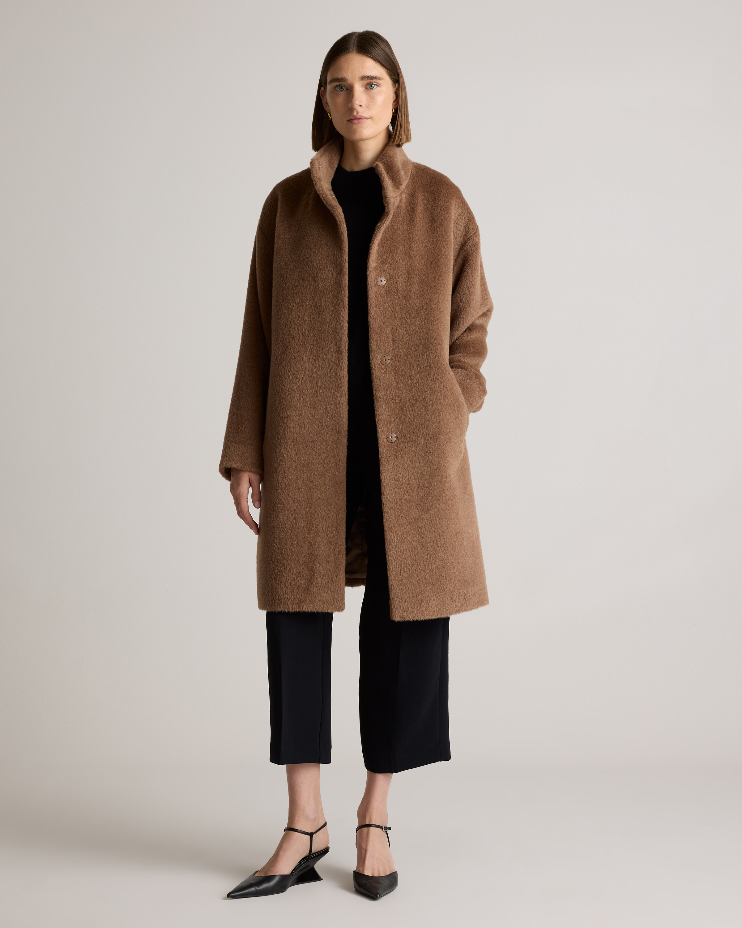 Alpaca-Wool Stand Collar Coat