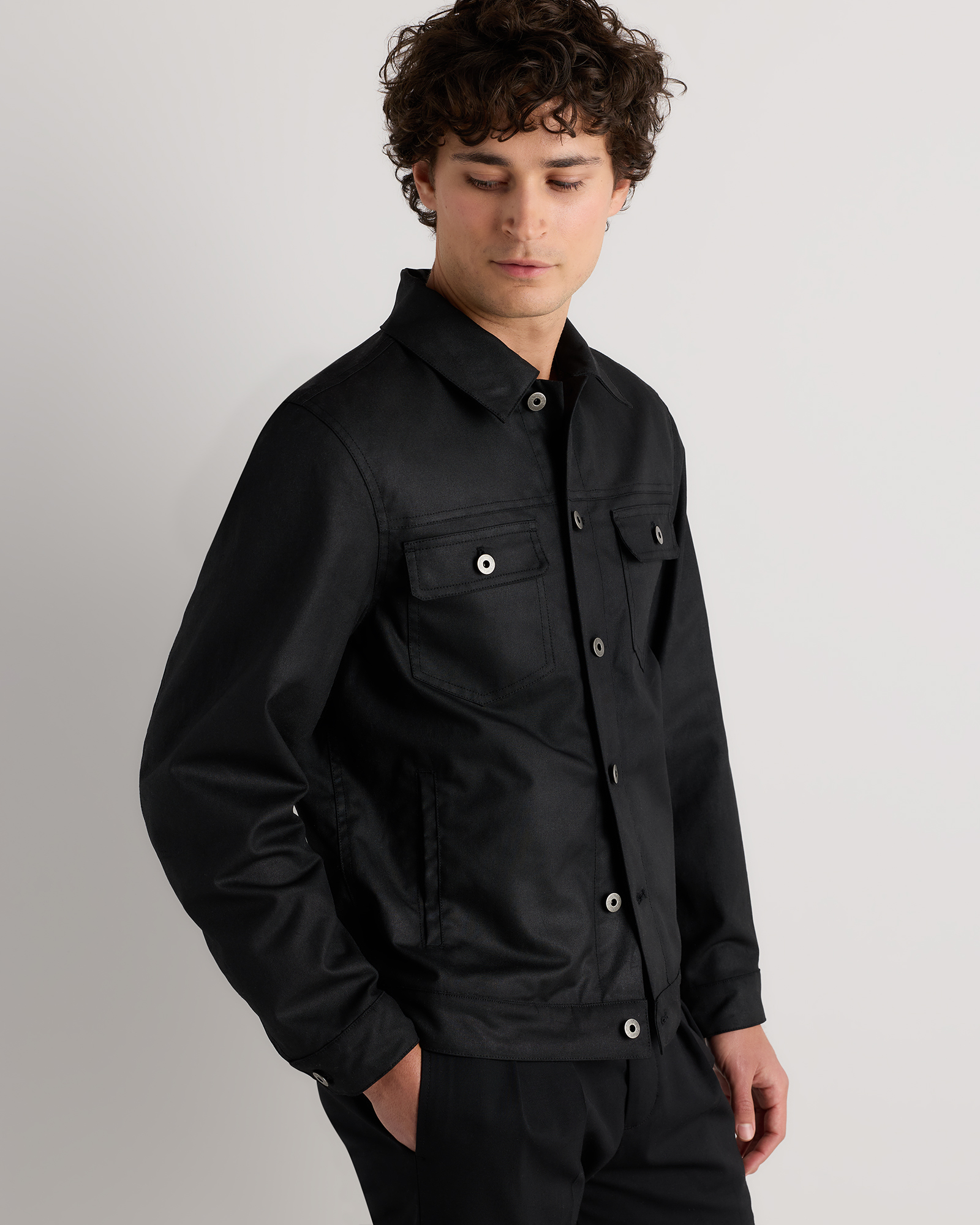 Men's Organic Cotton Canvas Waxed Trucker Jacket