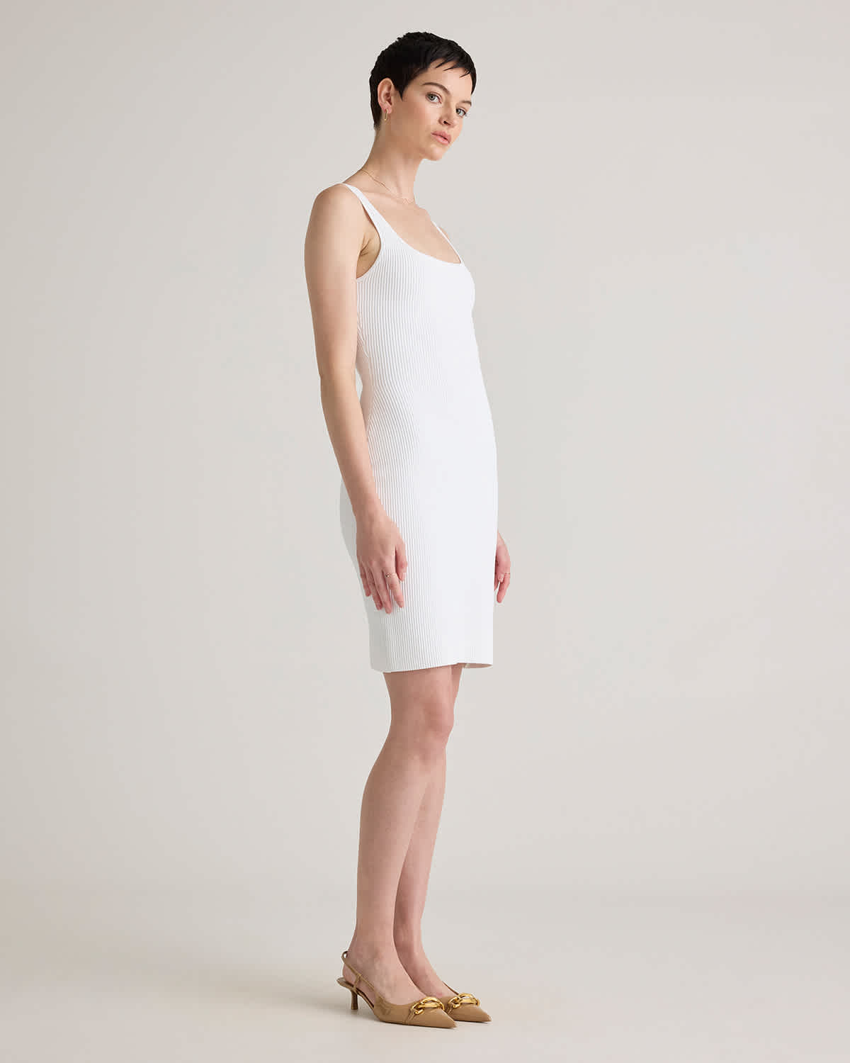 Square Neck Ribbed Knit Mini Dress Square Neck Ribbed Knit Mini Dress