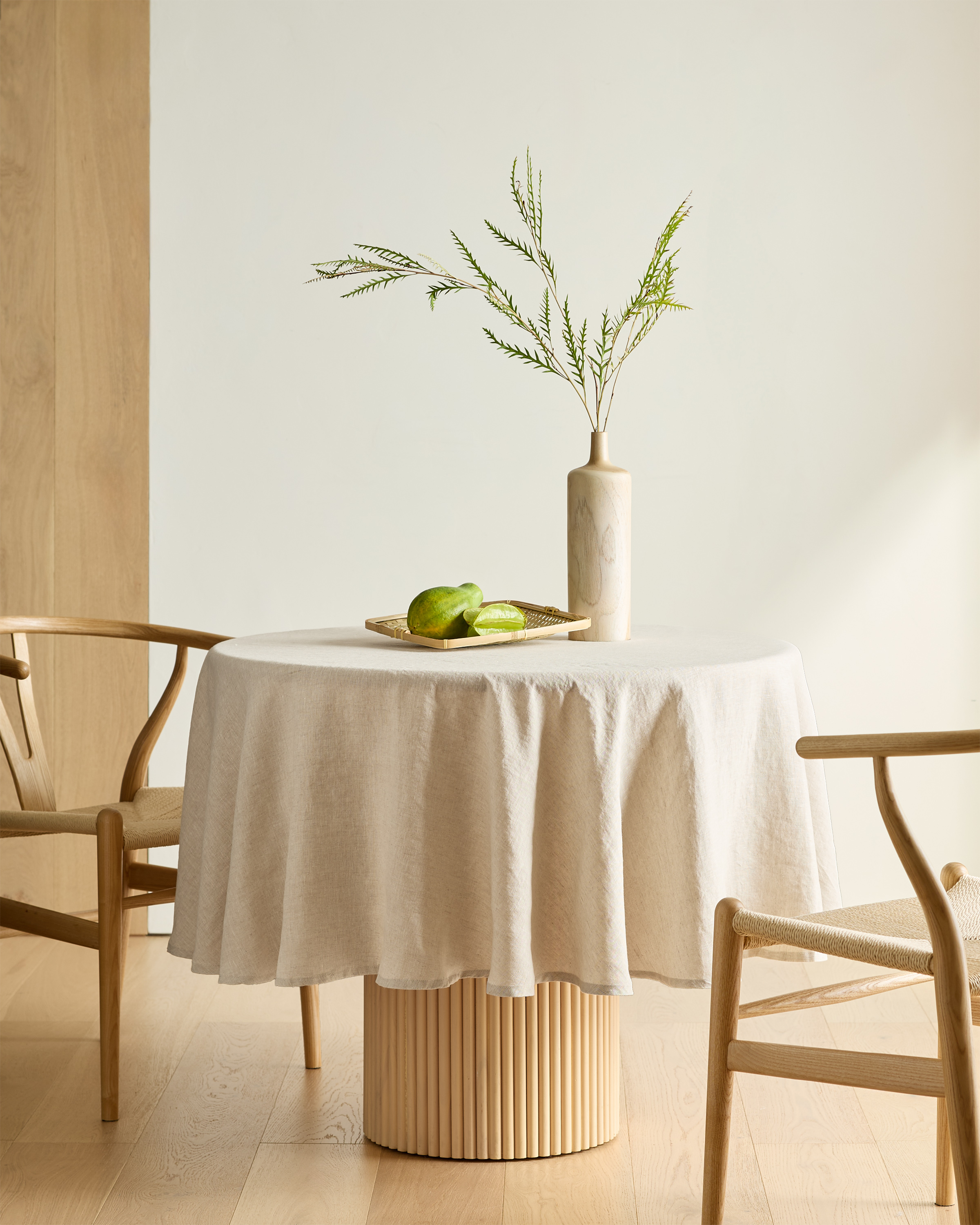 European Linen Tablecloth - 70" Round - Flax