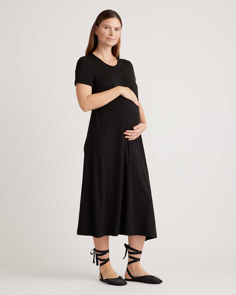 100% Organic Cotton Maternity Smocked Midi Dress 100% Organic Cotton Maternity Smocked Midi Dress