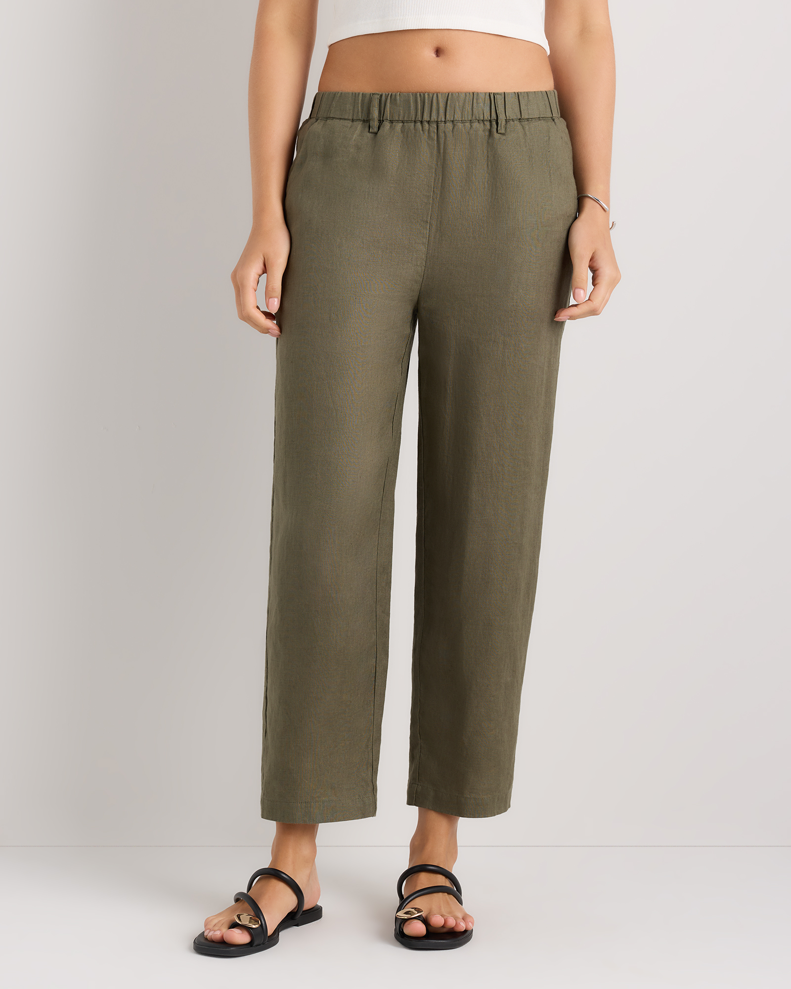 Bayberry Olive 100% European Linen Pants