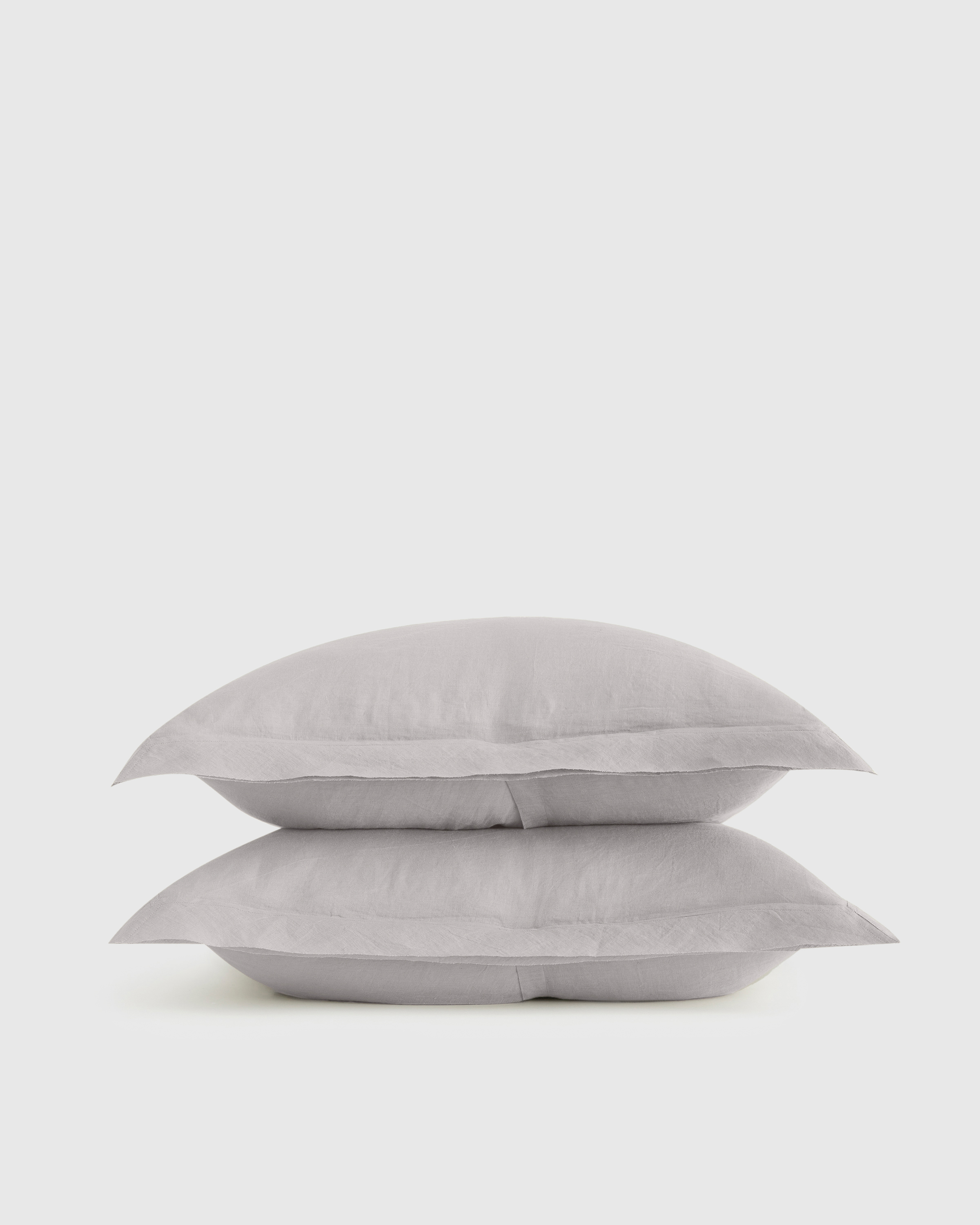 Light Grey European Linen Double Flange Sham Set