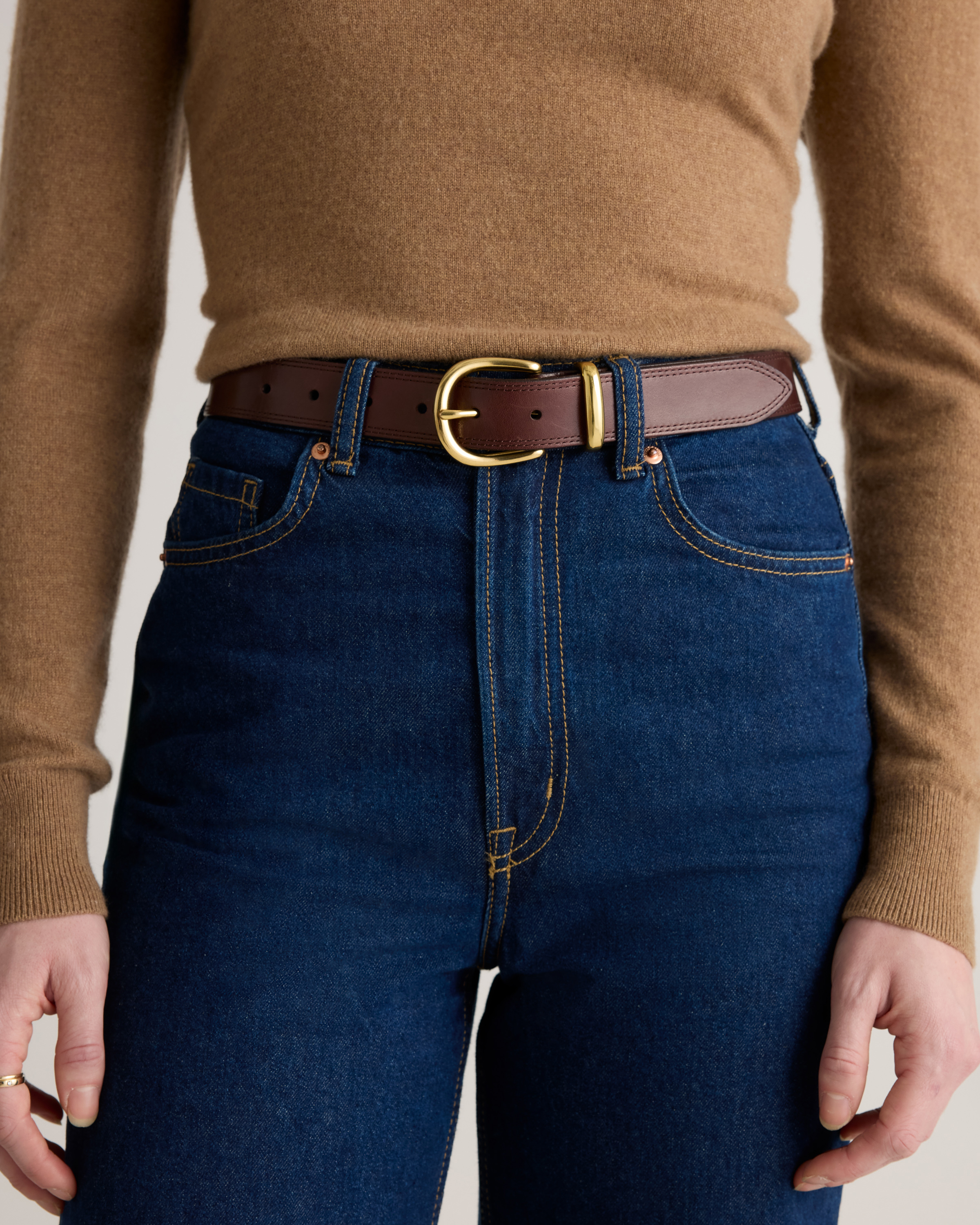 Allegra European Leather Belt in Espresso Brown display picture 2