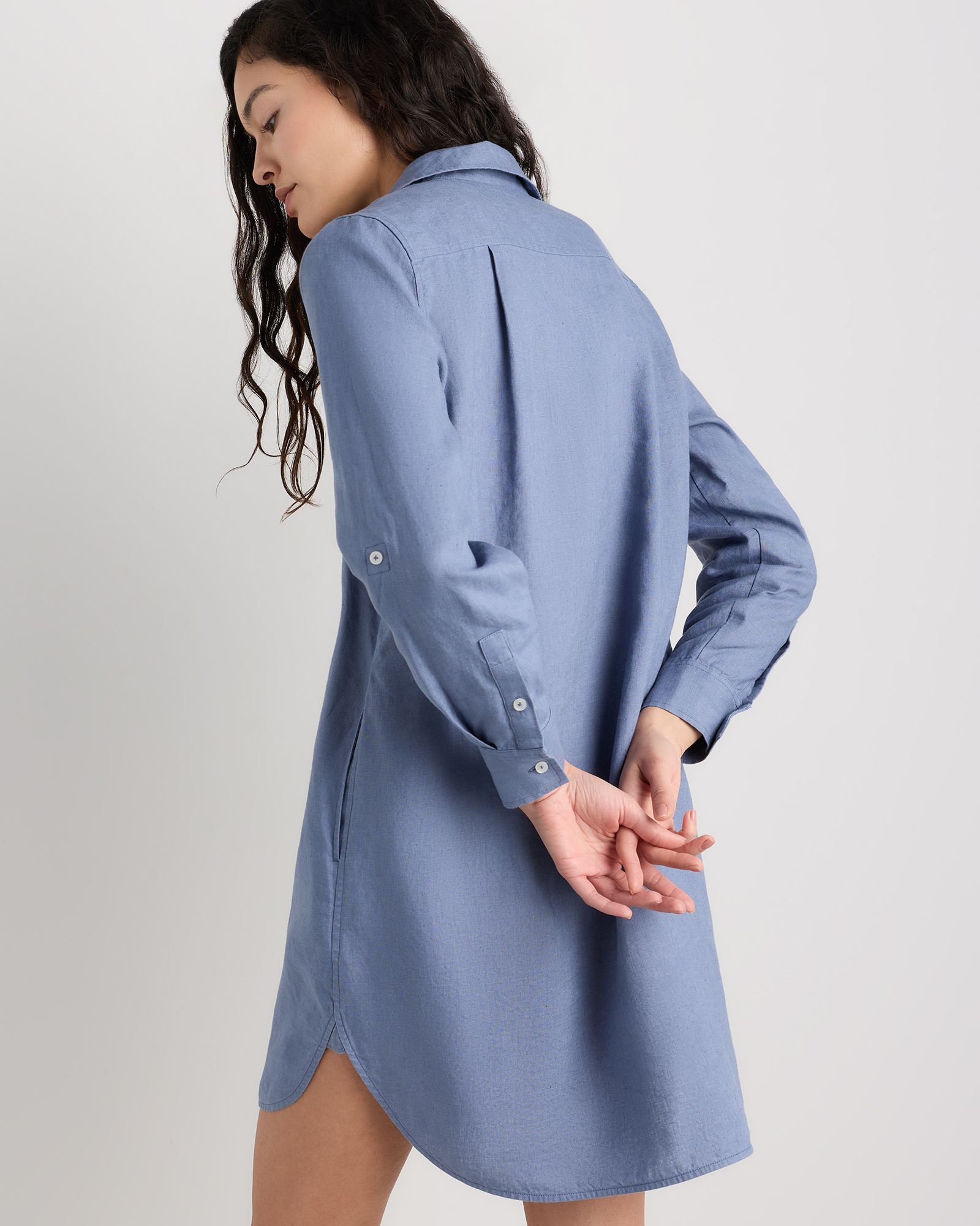 100% European Linen Shirt Dress