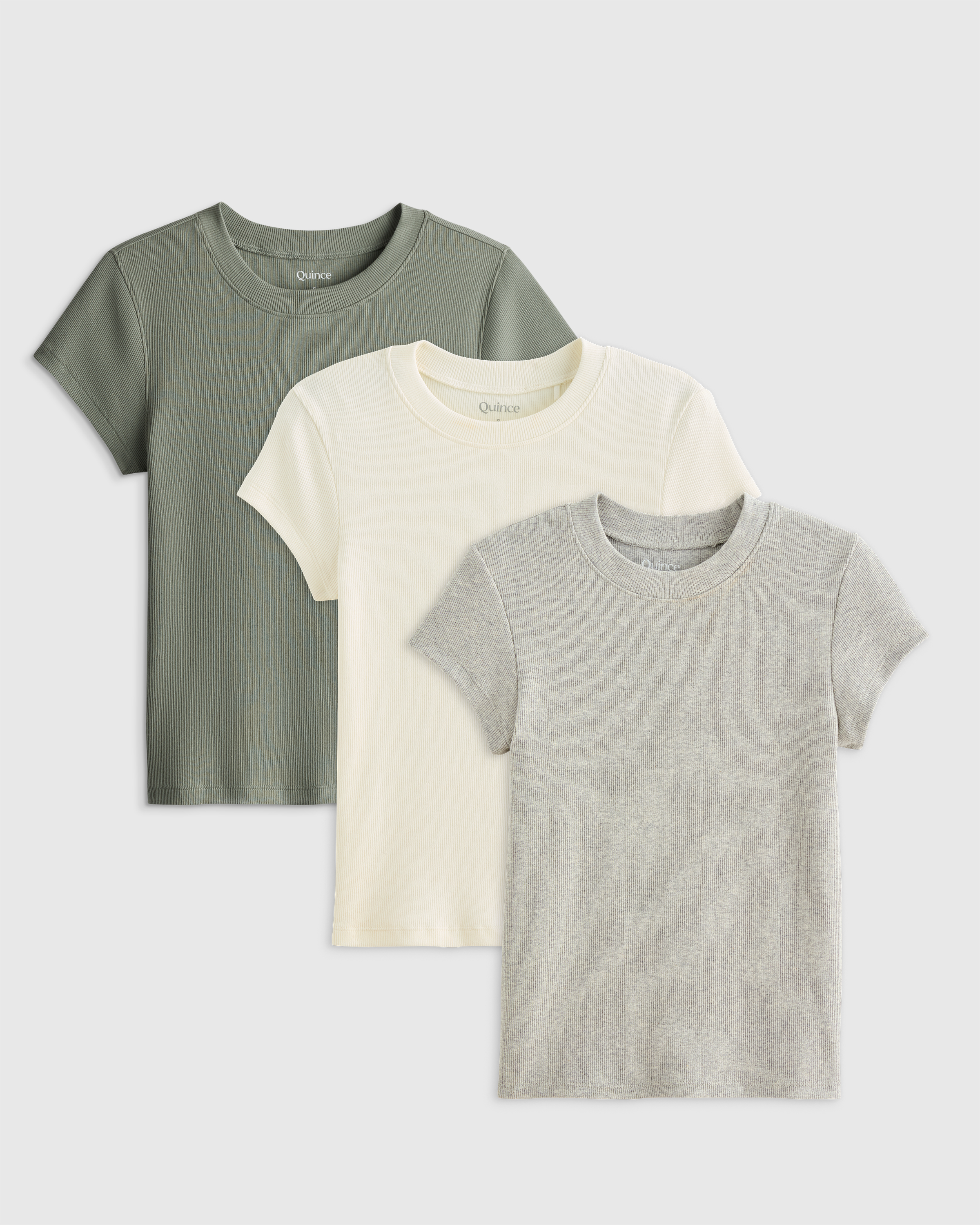 Sea Spray Green Organic Cotton Micro-Rib Crewneck Tee 3 Pack Bundle