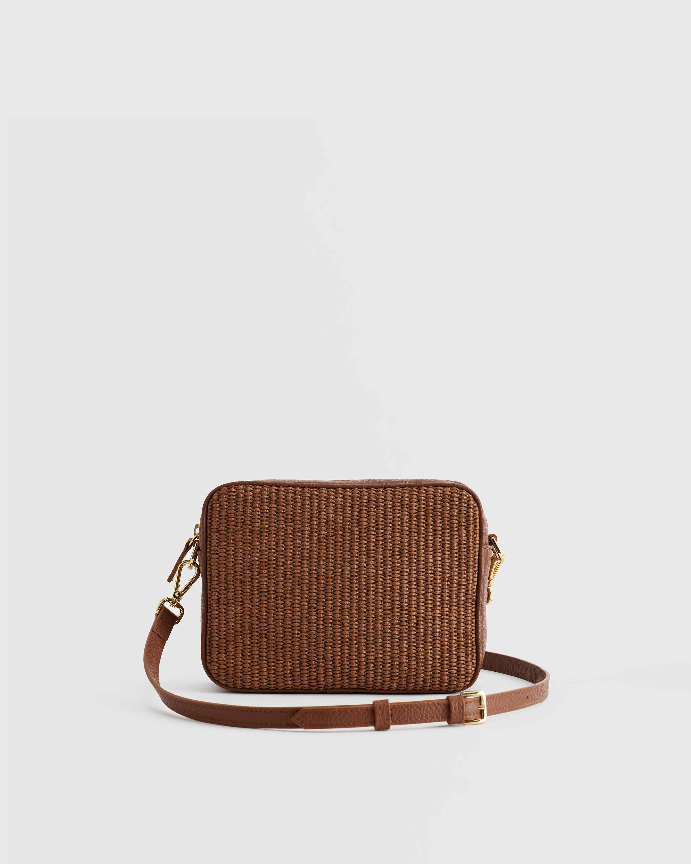 Italian Leather & Raffia Crossbody - Thumbnail 4