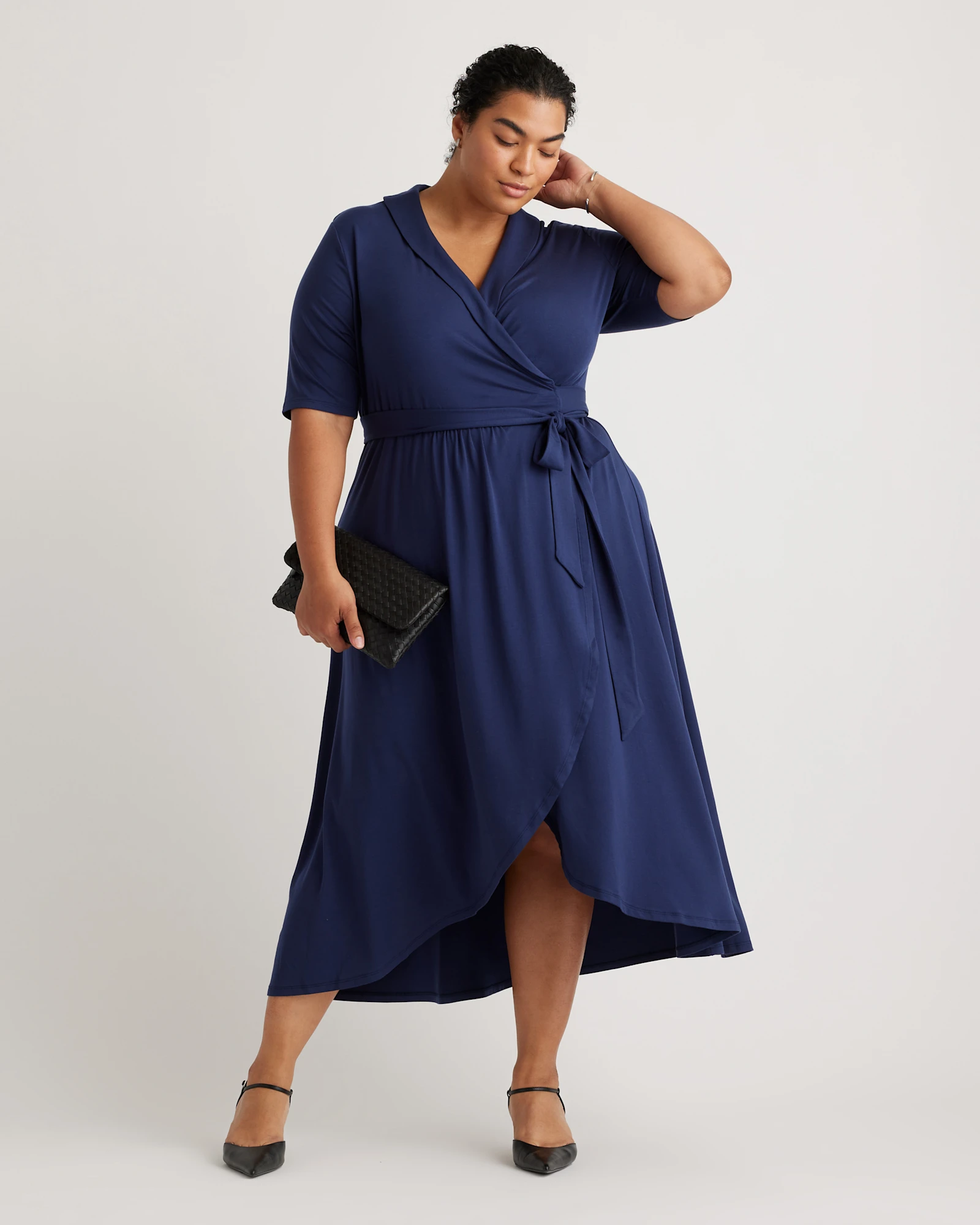 Tencel Jersey Midi Wrap Dress - Plus Size