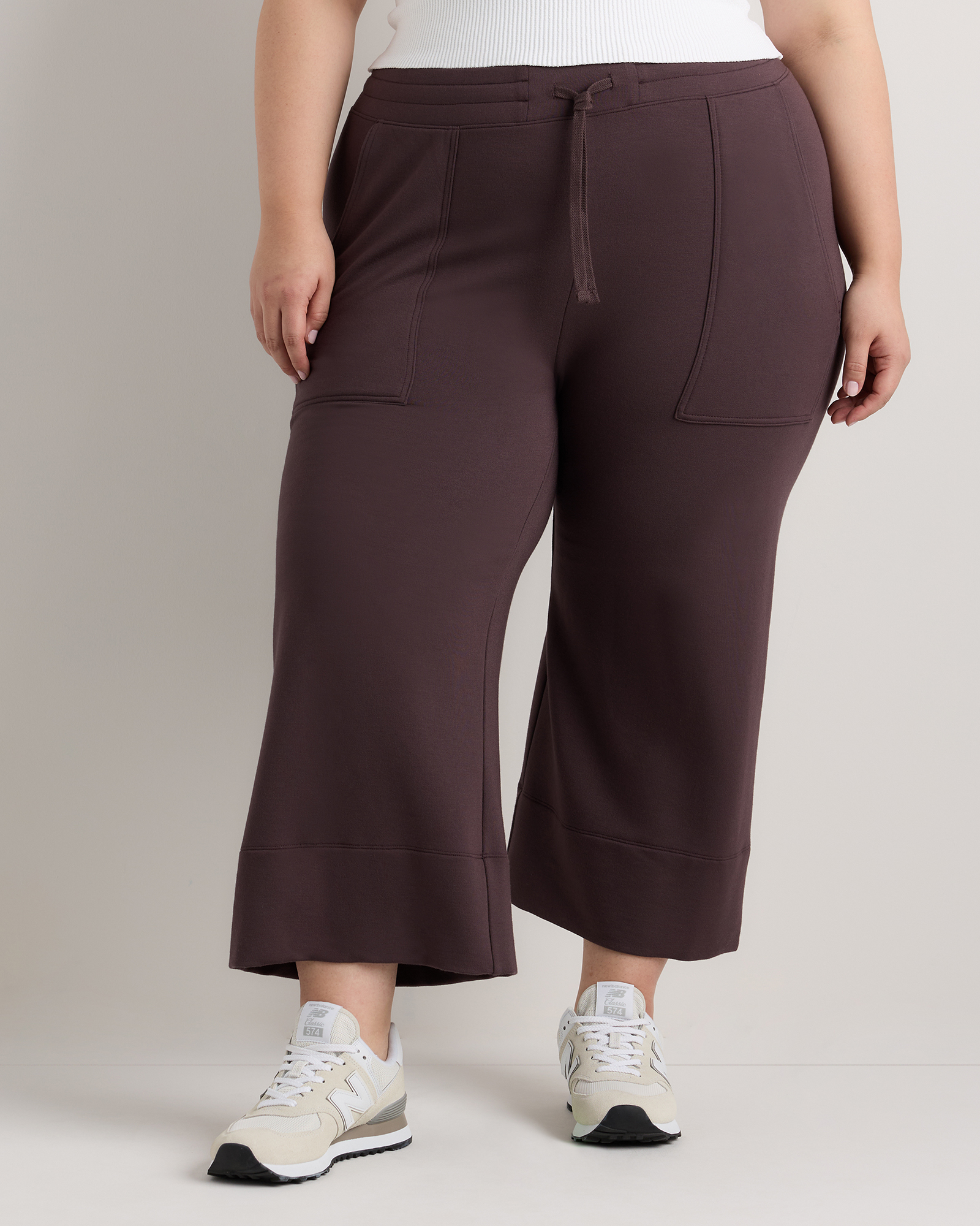 Dried Fig SuperSoft Fleece Cropped Wide Leg Pants