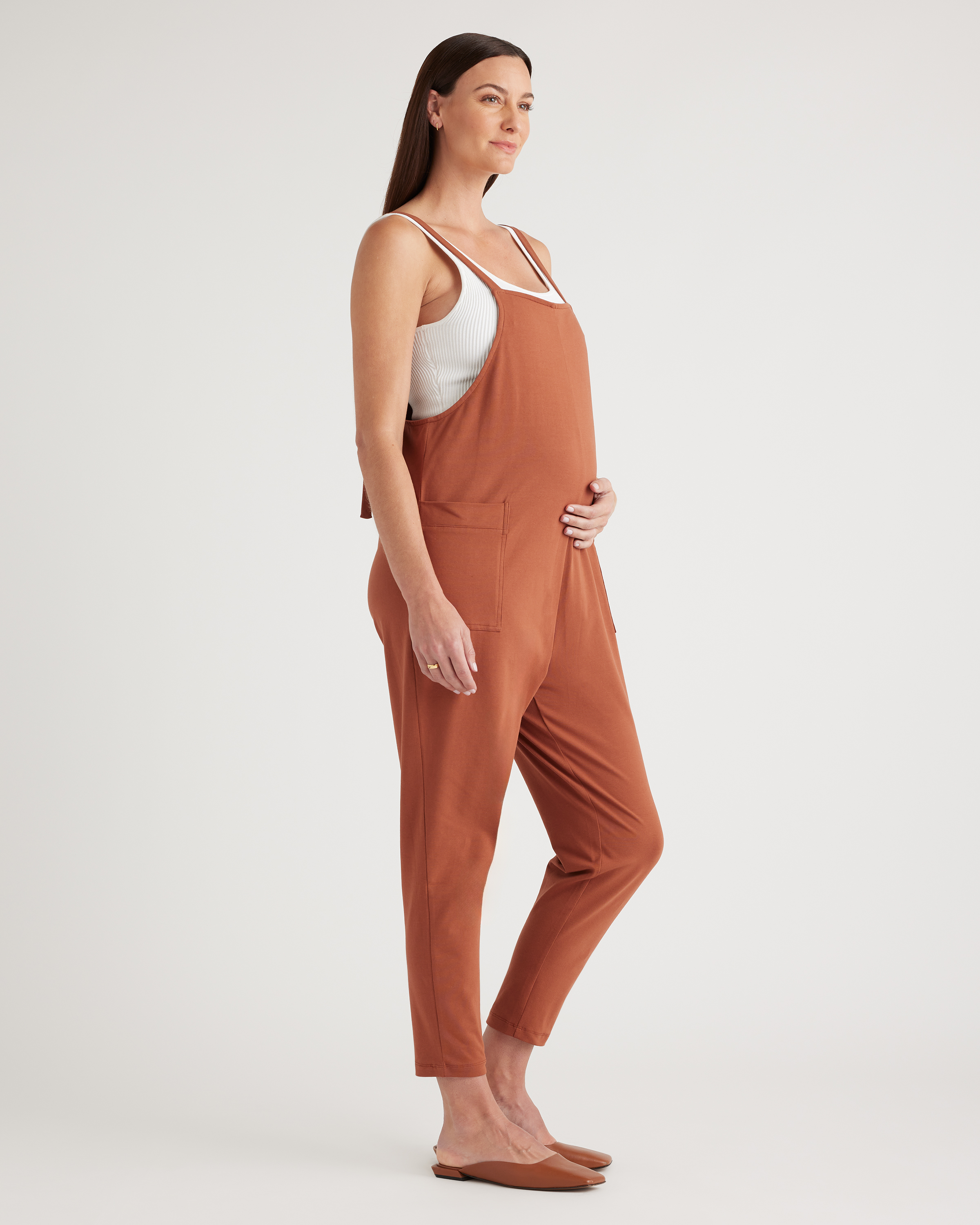 Women's Maternity Overalls in Rust, Size Large, Organic Cotton thumbnail 4