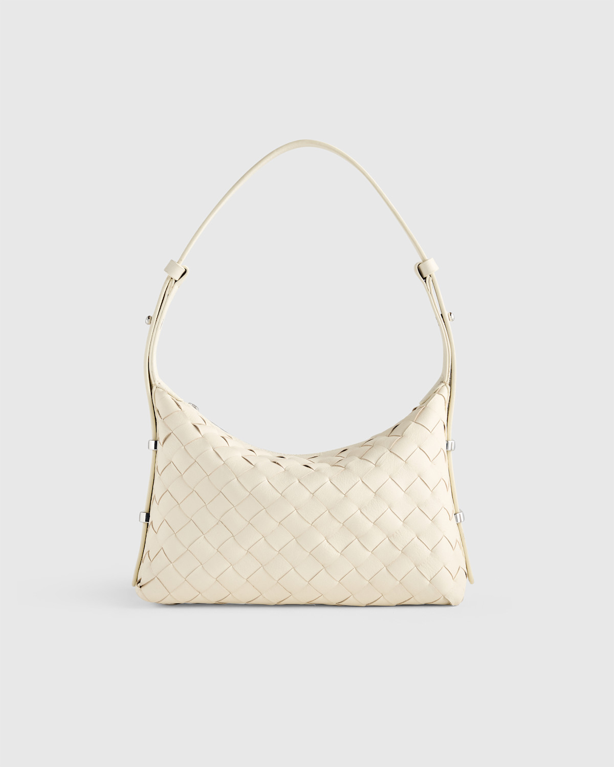 Italian Leather Handwoven Mini Bag in Bone