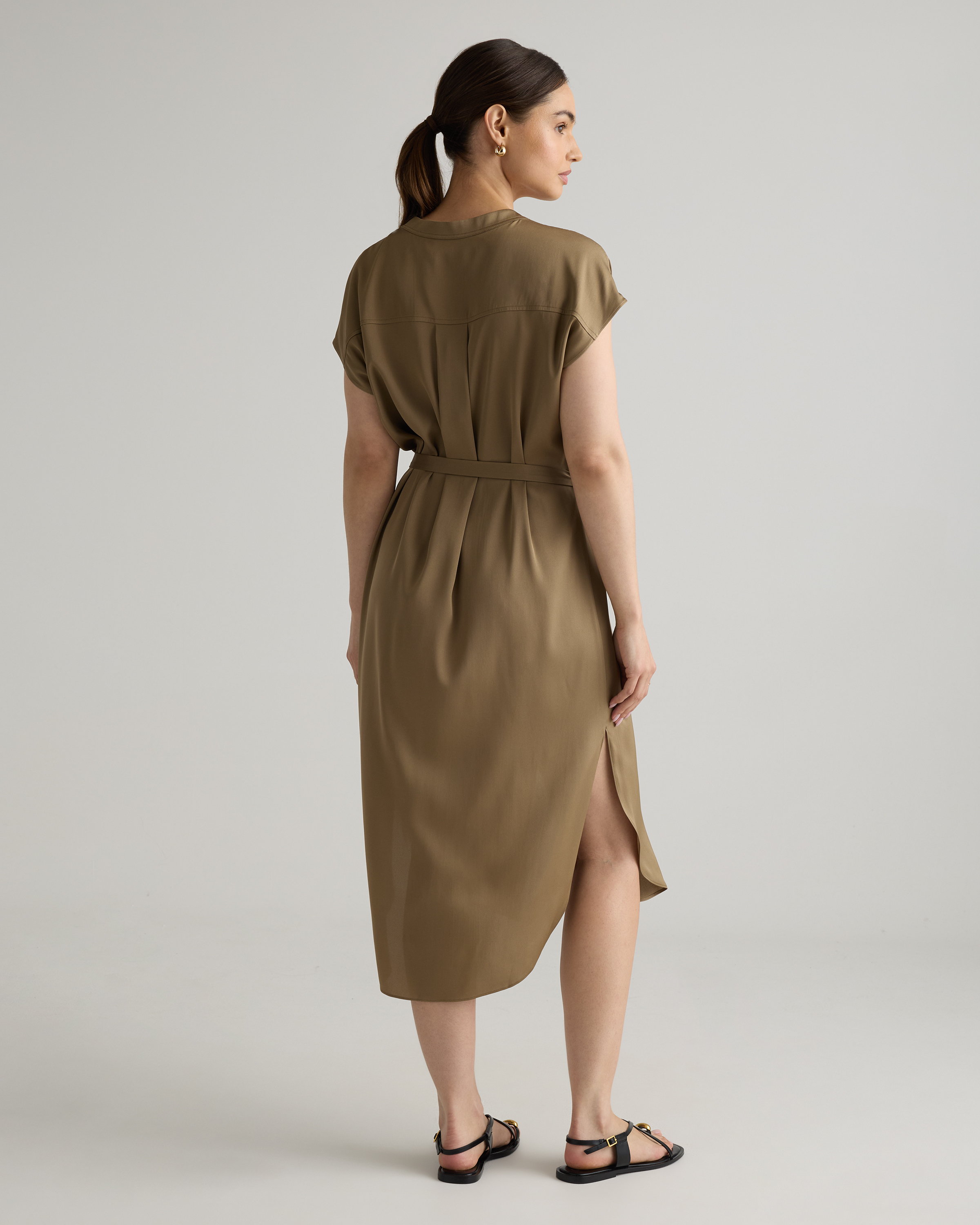 knee length dresses for ladies Jane Shirt Dress in Linen Viscose  Rosie Assoulin