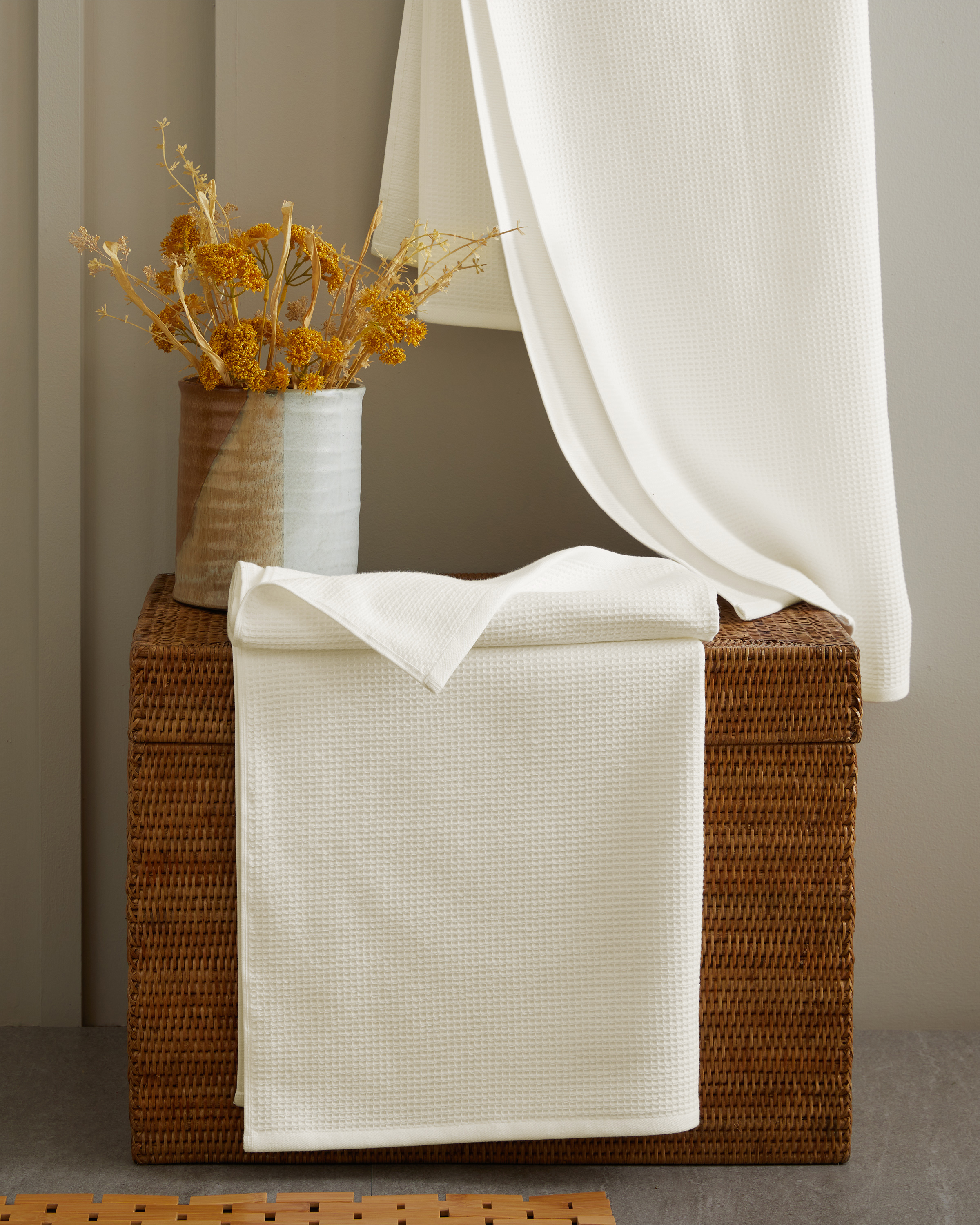 Turkish Waffle Terry Bath Towel (Set of 2) - Ivory
