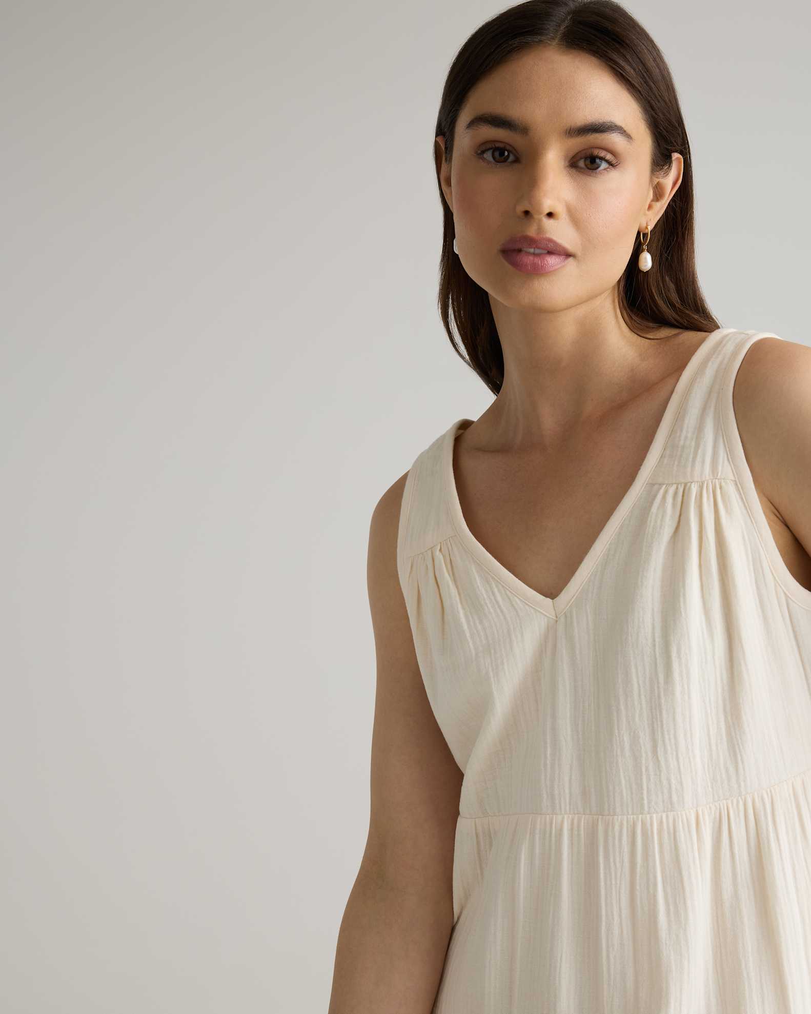 100% Organic Cotton Gauze Tiered Maxi Dress in Vintage Cream 100% Organic Cotton Gauze Tiered Maxi Dress in Vintage Cream