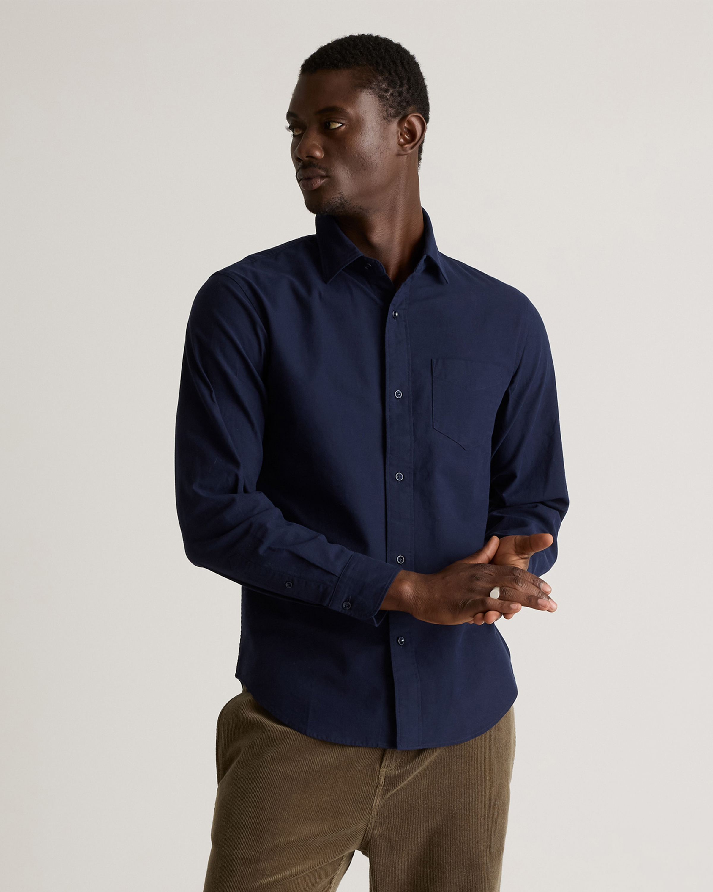 Quince Men's Stretch Textured Twill Shirt In Navy