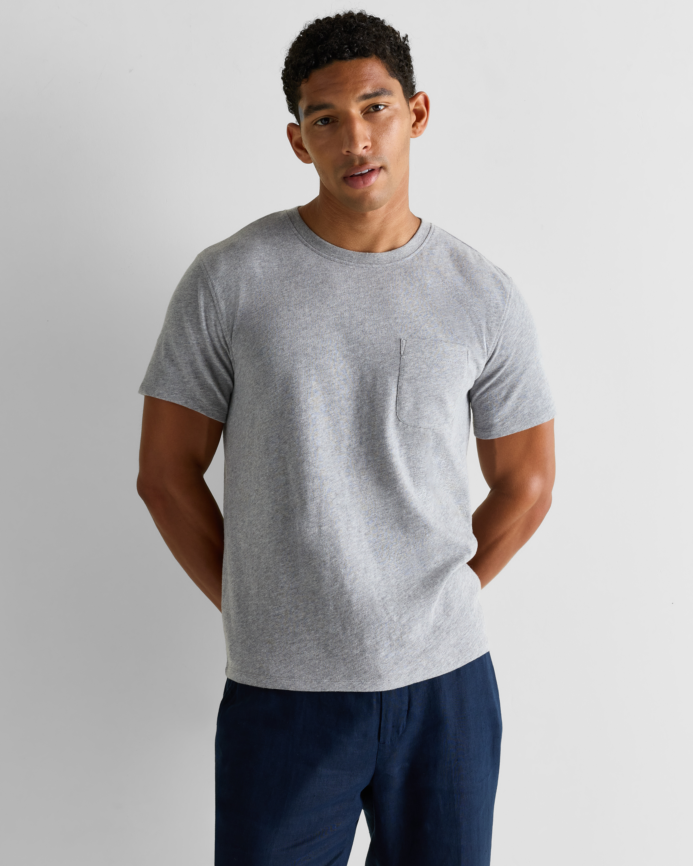 Heather Grey 100% Organic Cotton Slub Pocket Tee
