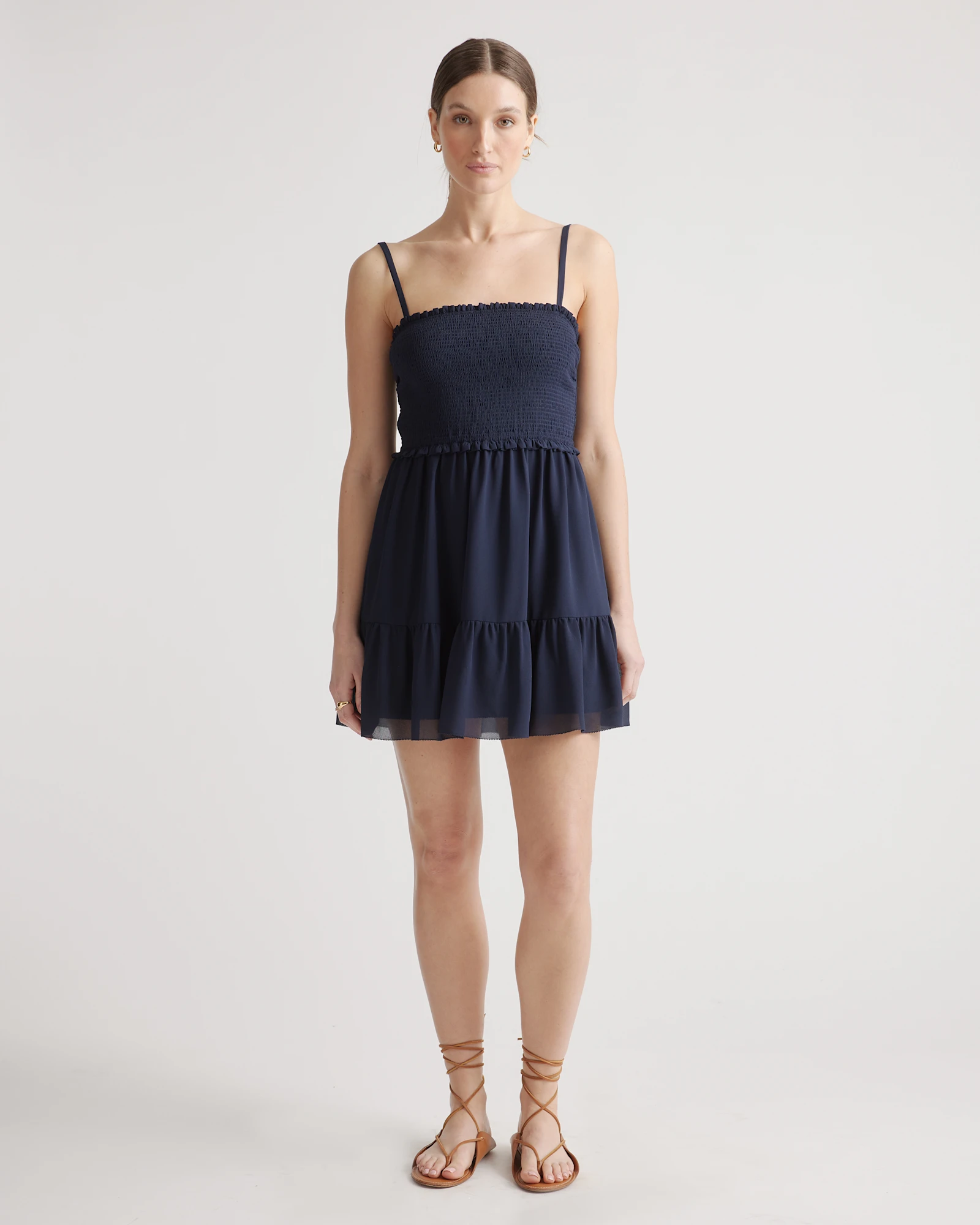 Chiffon Smocked Sleeveless Mini Dress