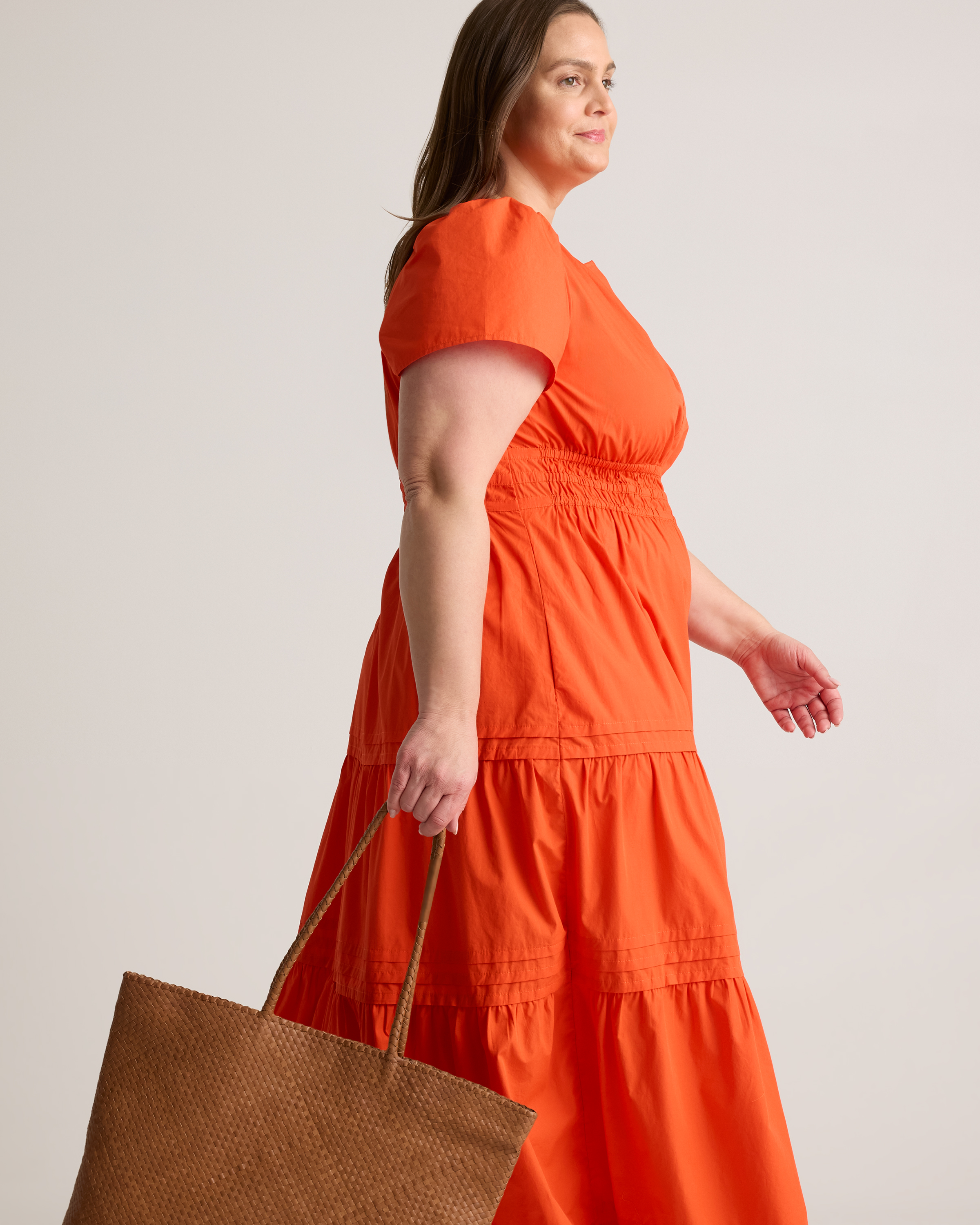 100% Organic Cotton Tiered Maxi Dress - Plus Size in Vermilion Red
