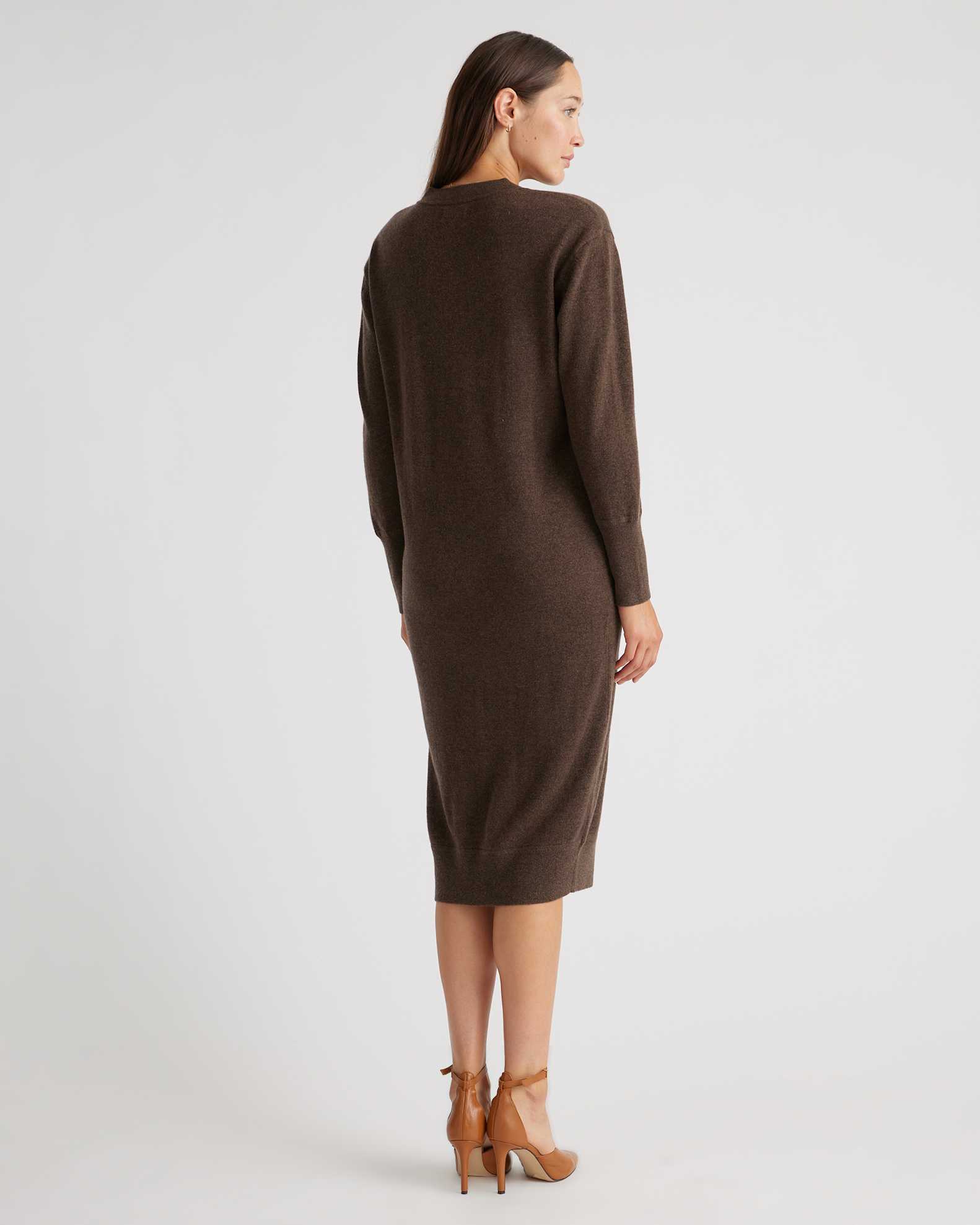 Mongolian Cashmere V-Neck Midi Sweater Dress Mongolian Cashmere V-Neck Midi Sweater Dress