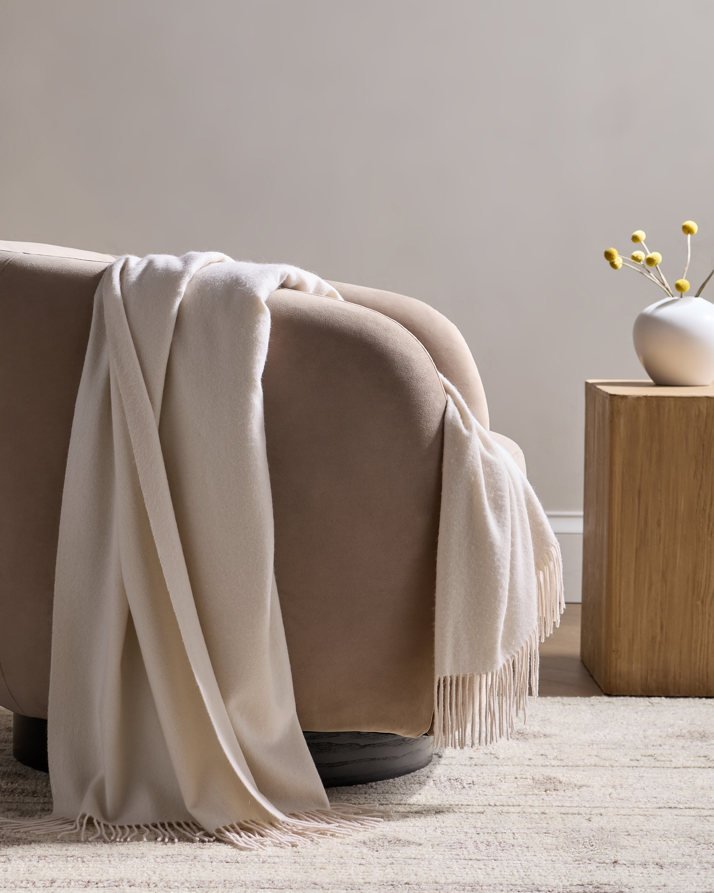 Ivory Mongolian Cashmere Throw