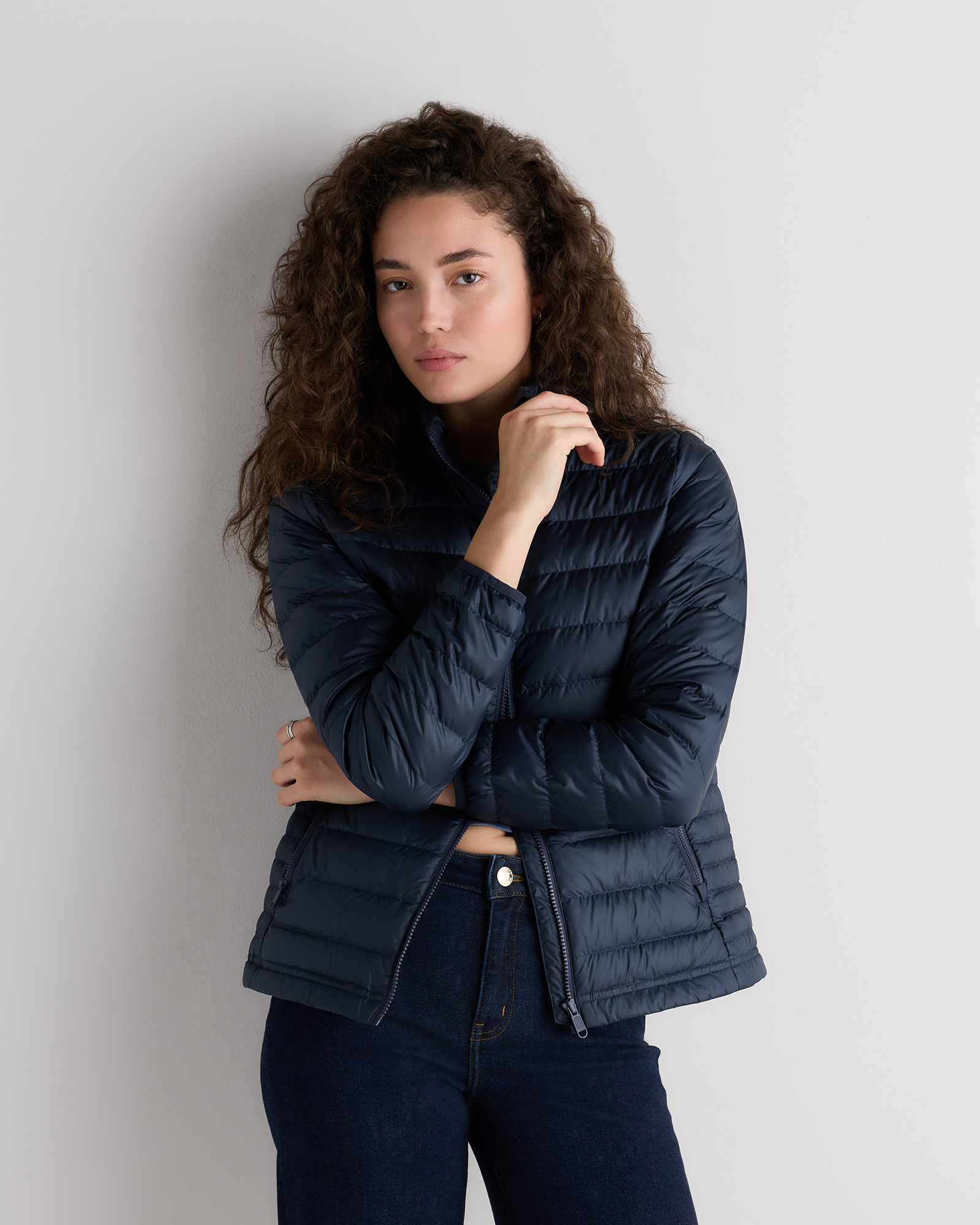Atlas Navy Lightweight Down Packable Puffer Jacket