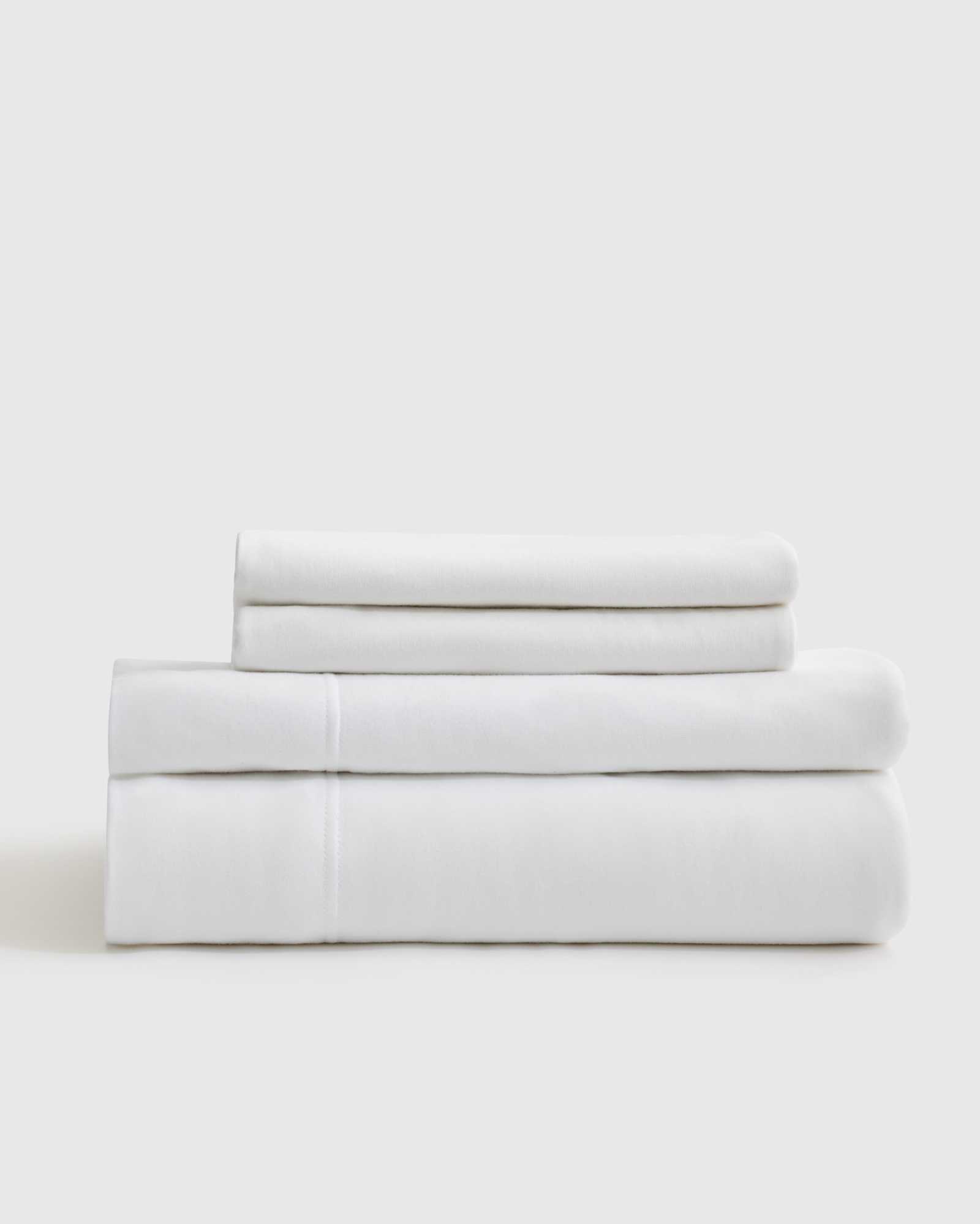 Baltic Linen Set Lenzuola Jersey Di Cotone – Bianco – Morbido Come Una T-Shirt – Tasche Profonde