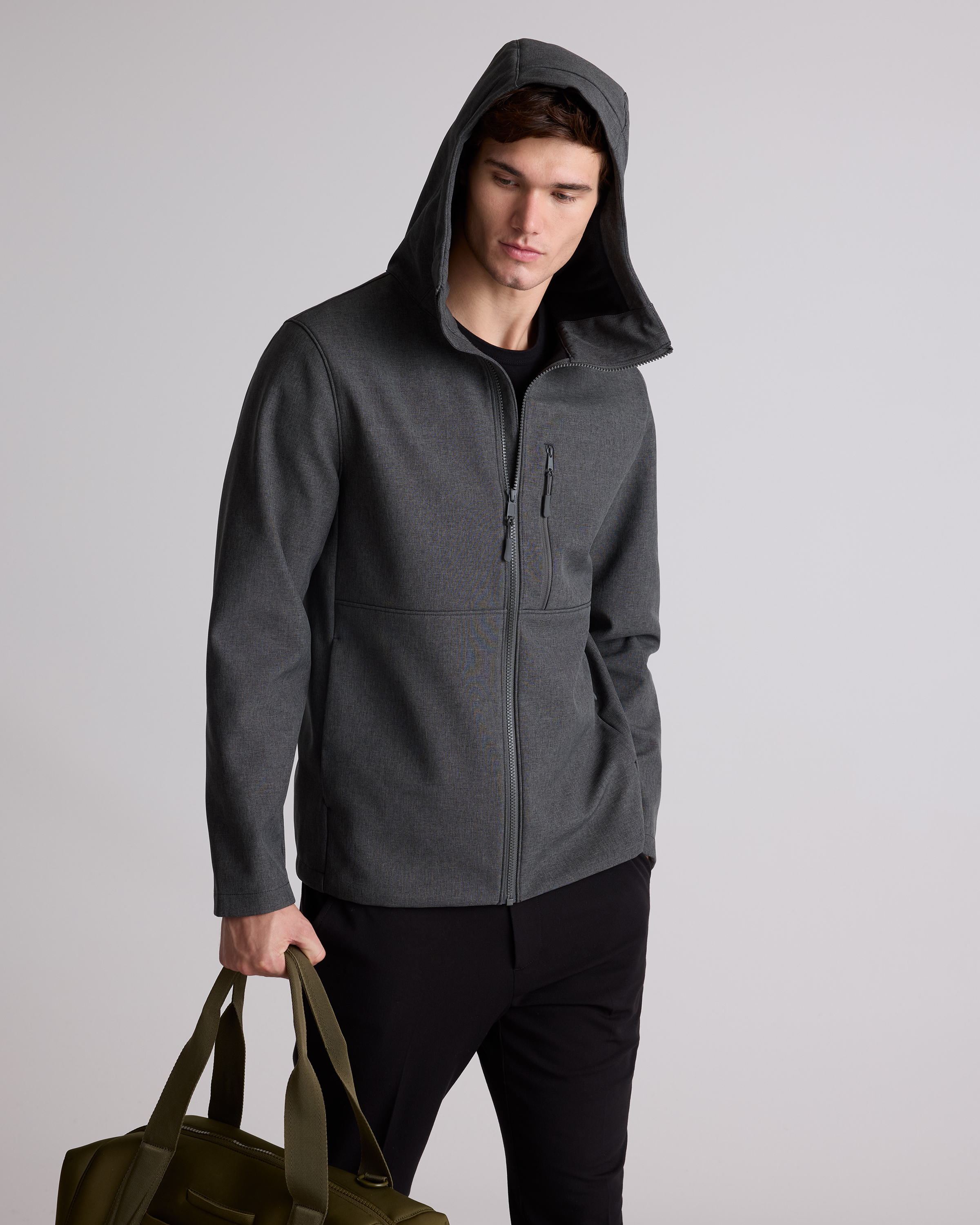 Softshell Fleece-Lined Full-Zip Hooded Jacket