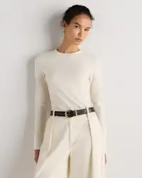 Stretch Cotton Jersey Fitted Long Sleeve T