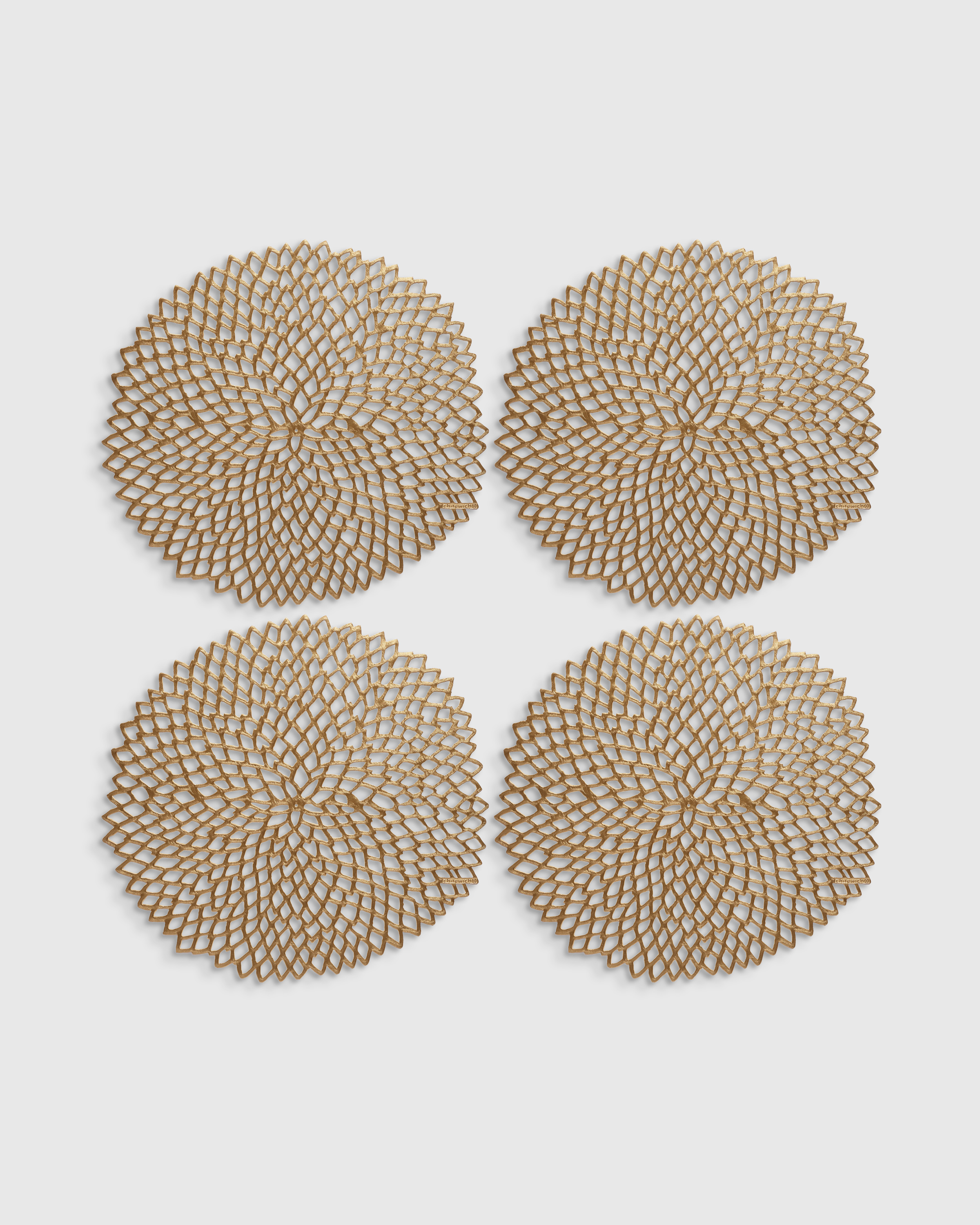 Brass  Pressed Dahlia Placemats, Set of 4 by Chilewich