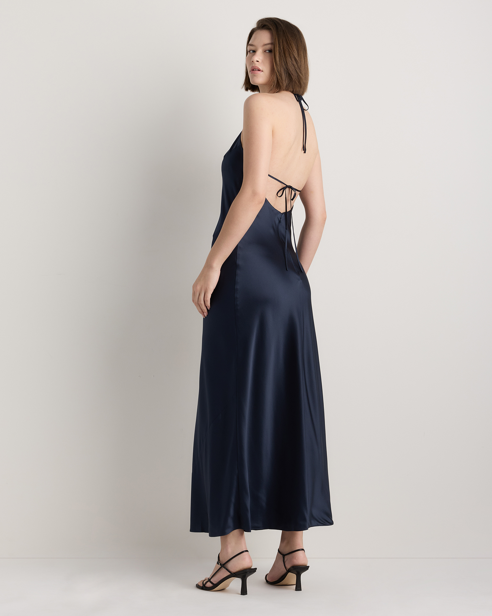 Women's Halter Maxi Dress in Navy, Size XL, Silk by Quince
