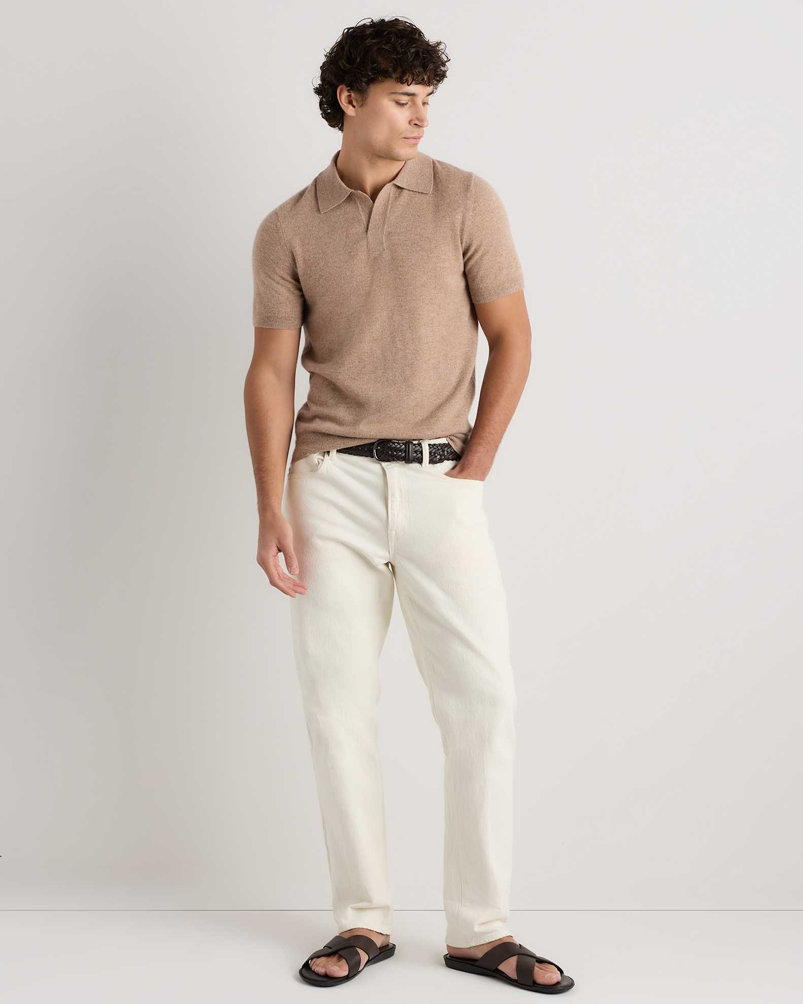 Organic Cotton-Silk Polo Sweater