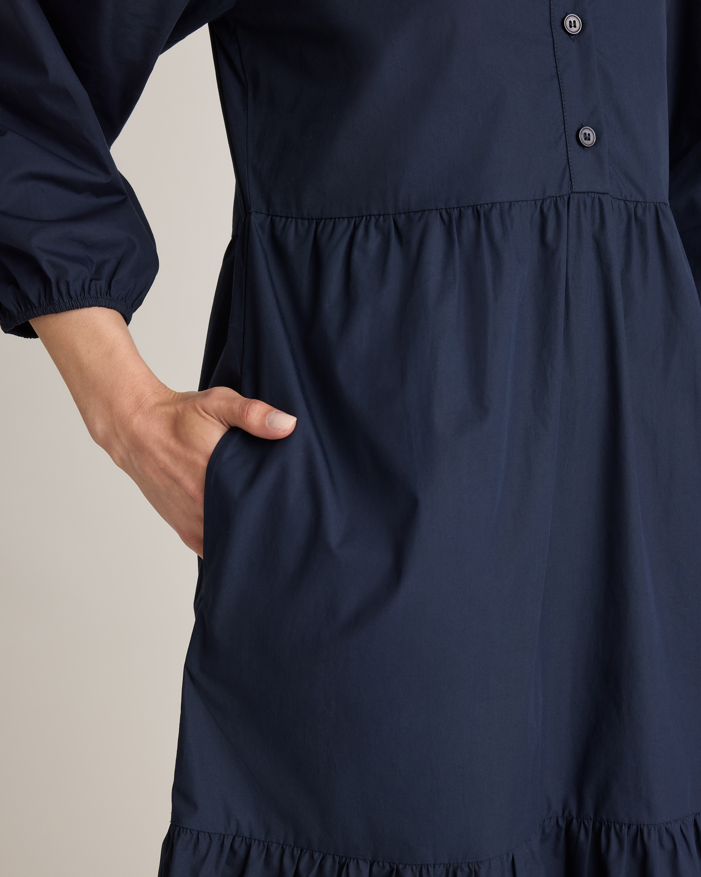 Quince Women's Poplin Midi Tunic Dress in Navy, Size XS - 100% Organic Cotton, Lightweight, Breathable, Versatile for All Seasons