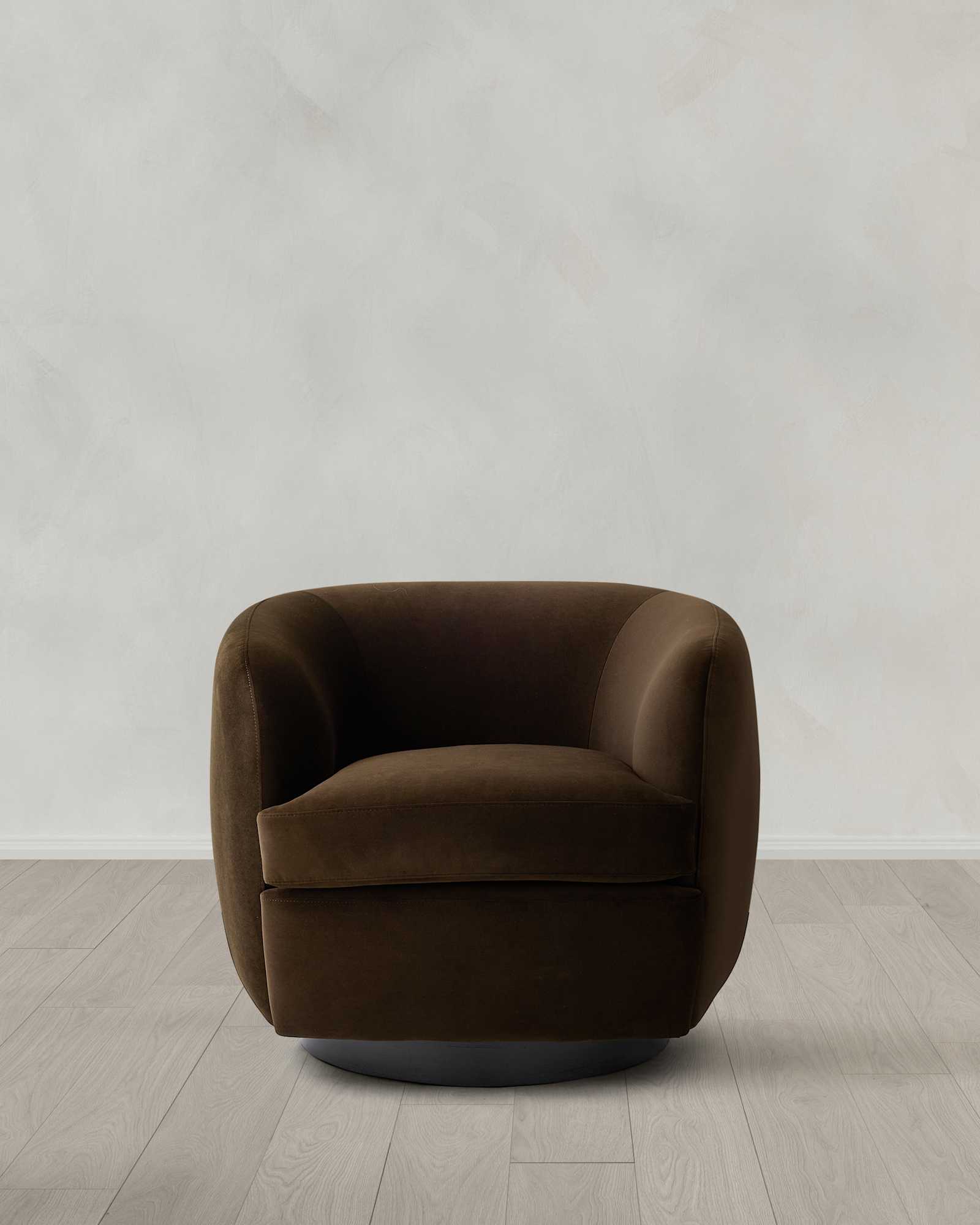 Designer Chair Performance Performance Velvet Swivel Chair in Performance Velvet Java
