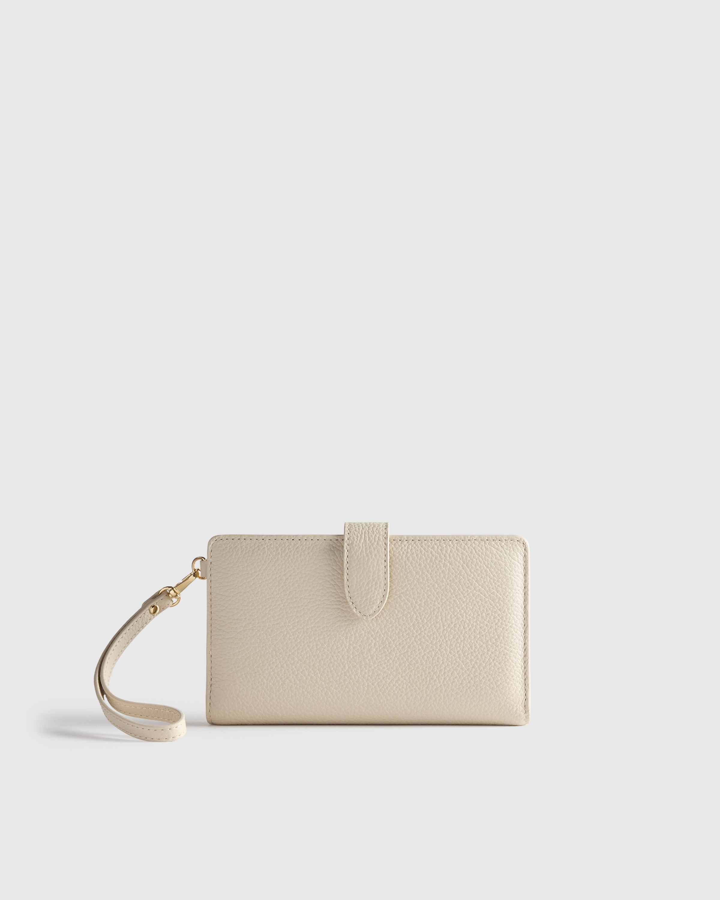Soft Ivory Italian Leather Phone Bi-Fold Wristlet
