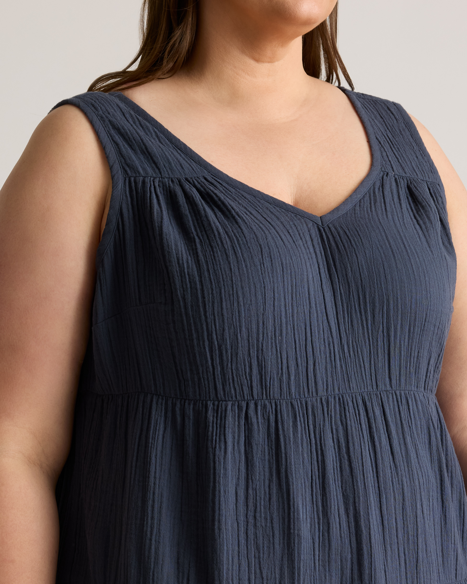 Women's Gauze Tiered Maxi Dress in Indigo Blue, Size 3X, Organic Cotton by Quince