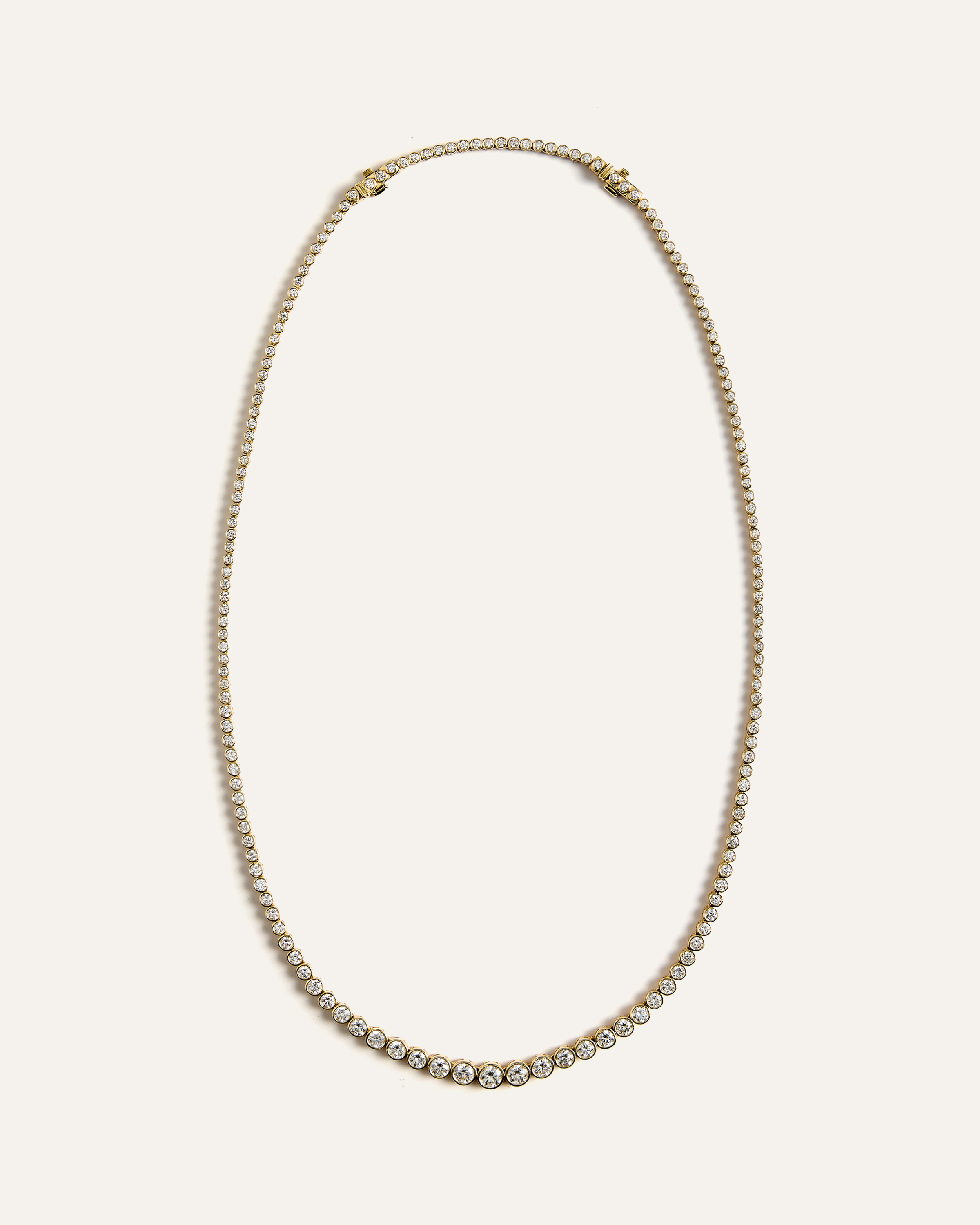 Yellow Gold 14K Gold Lab Grown Diamond Bezel Set Graduated Tennis Necklace - 7ctw